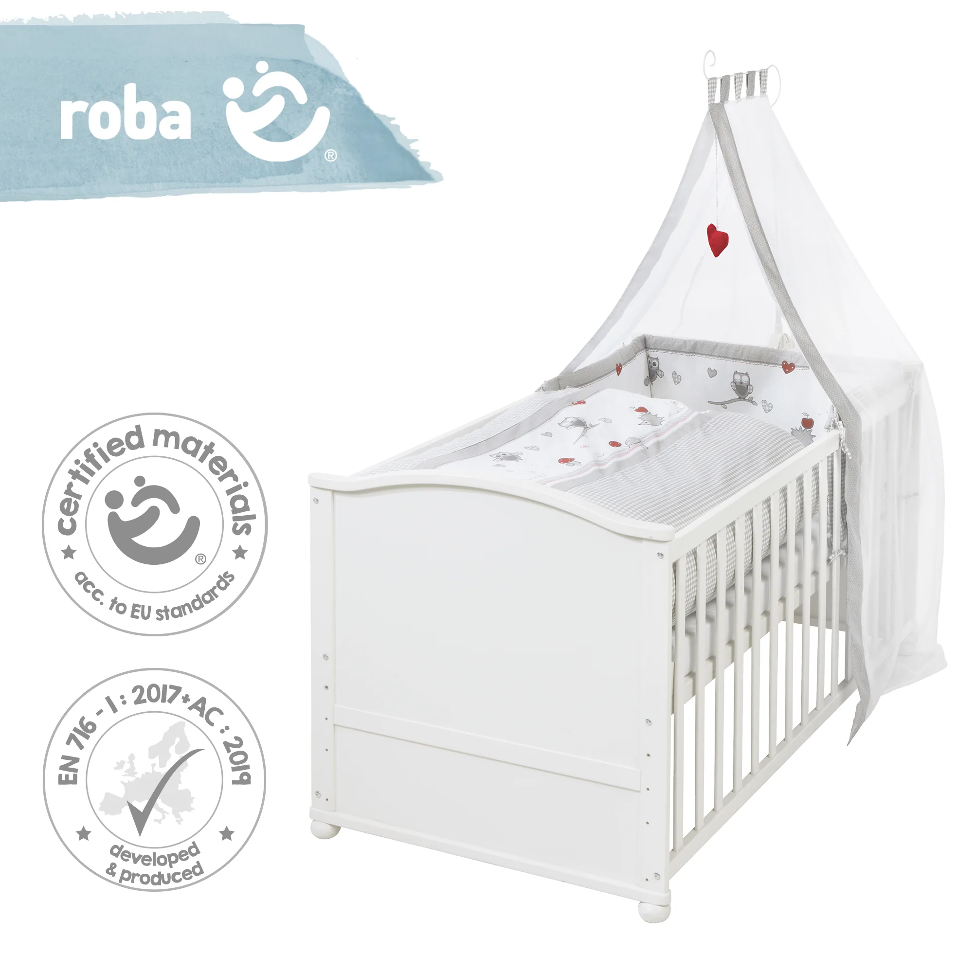 Komplettbettset 'Adam & Eule', 70 x 140 cm, umbaubar, inkl. Bettwäsche, Himmel, Nest & Matratze - Image 5