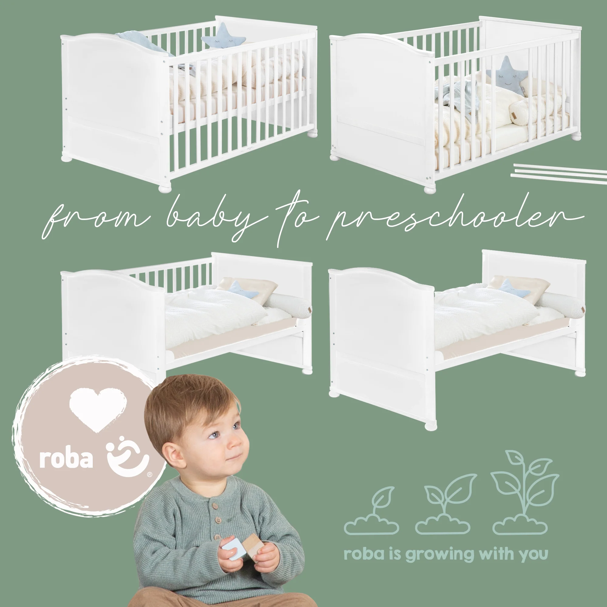 Bettset 70 x 140 cm 'Woodland Buddies' - Umbaubares Kinderbett mit Zubehör - Sanfte Farben - Image 13