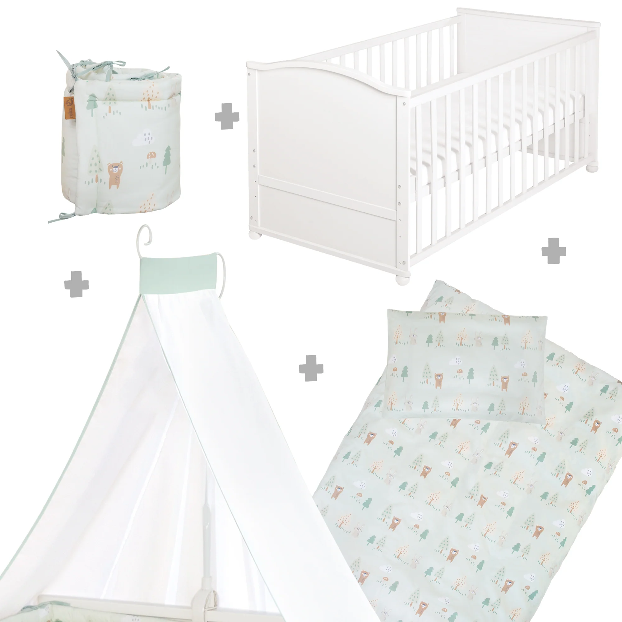 Bettset 70 x 140 cm 'Woodland Buddies' - Umbaubares Kinderbett mit Zubehör - Sanfte Farben - Image 3