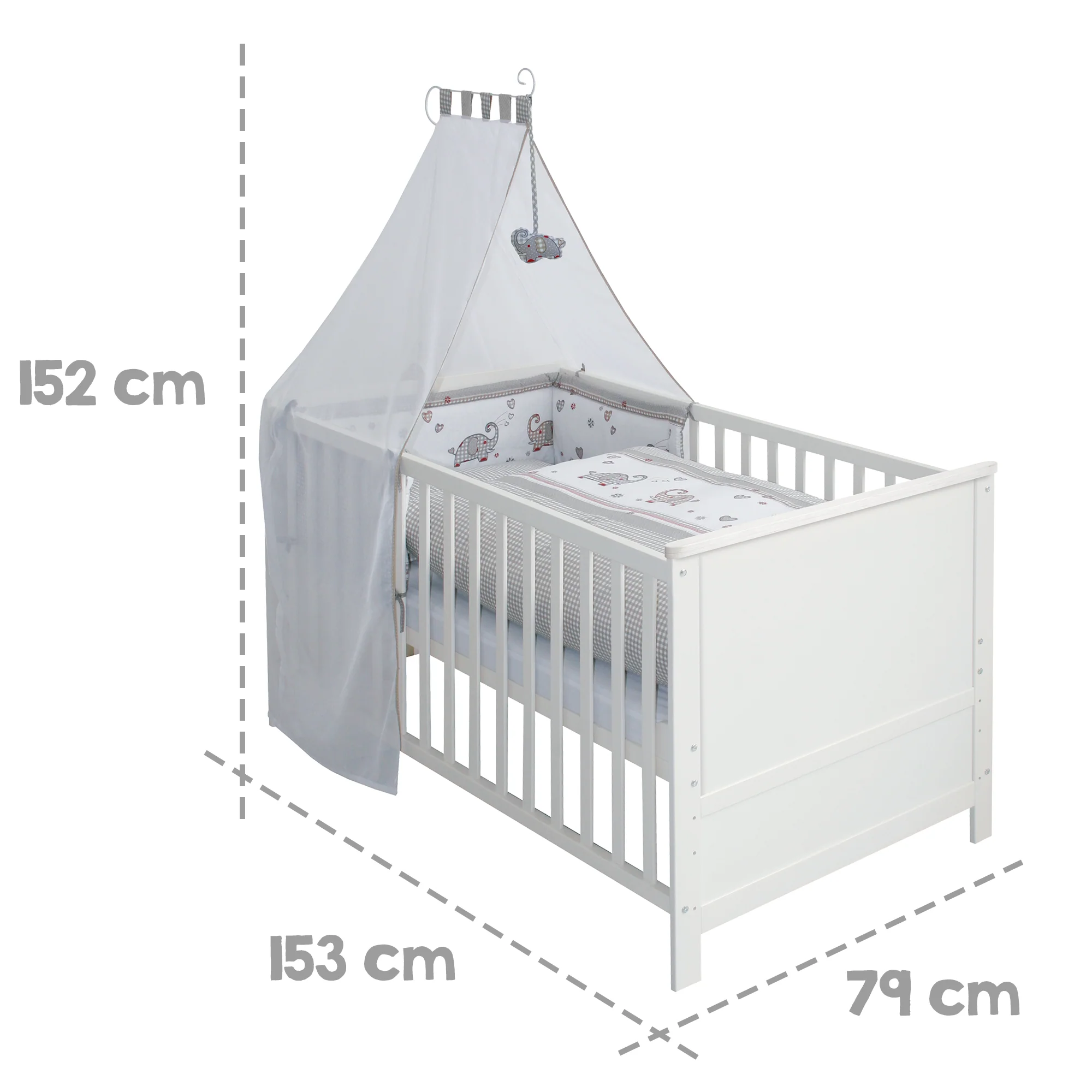 Komplettbettset 'Jumbotwins', 70 x 140 cm, weiß, inkl. Bettwäsche, Himmel, Nest & Matratze - Image 4