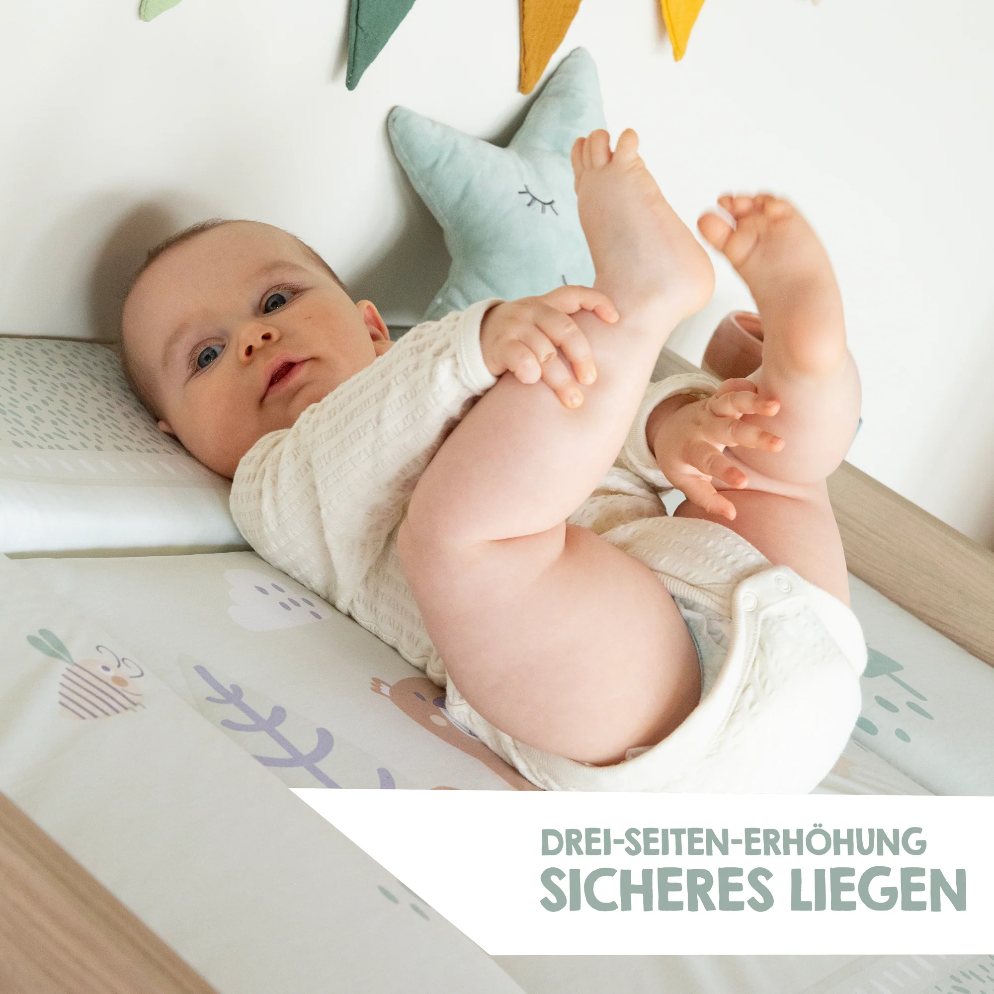 Wickelauflage 'Woodland Buddies' - 85 x 75 cm - PU-beschichtet - Pastellgrün - Image 4