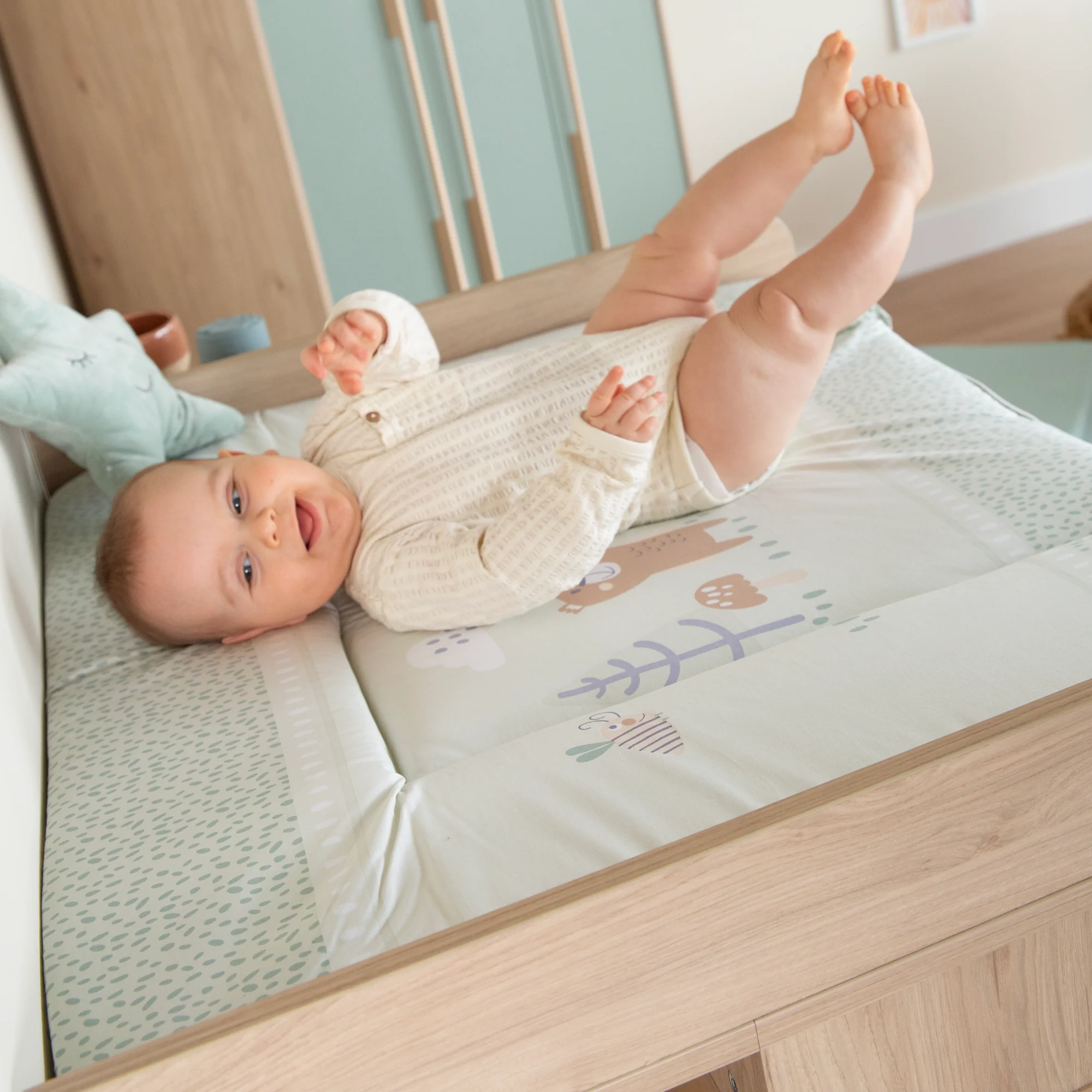 Wickelauflage 'Woodland Buddies' - 85 x 75 cm - PU-beschichtet - Pastellgrün - Image 9