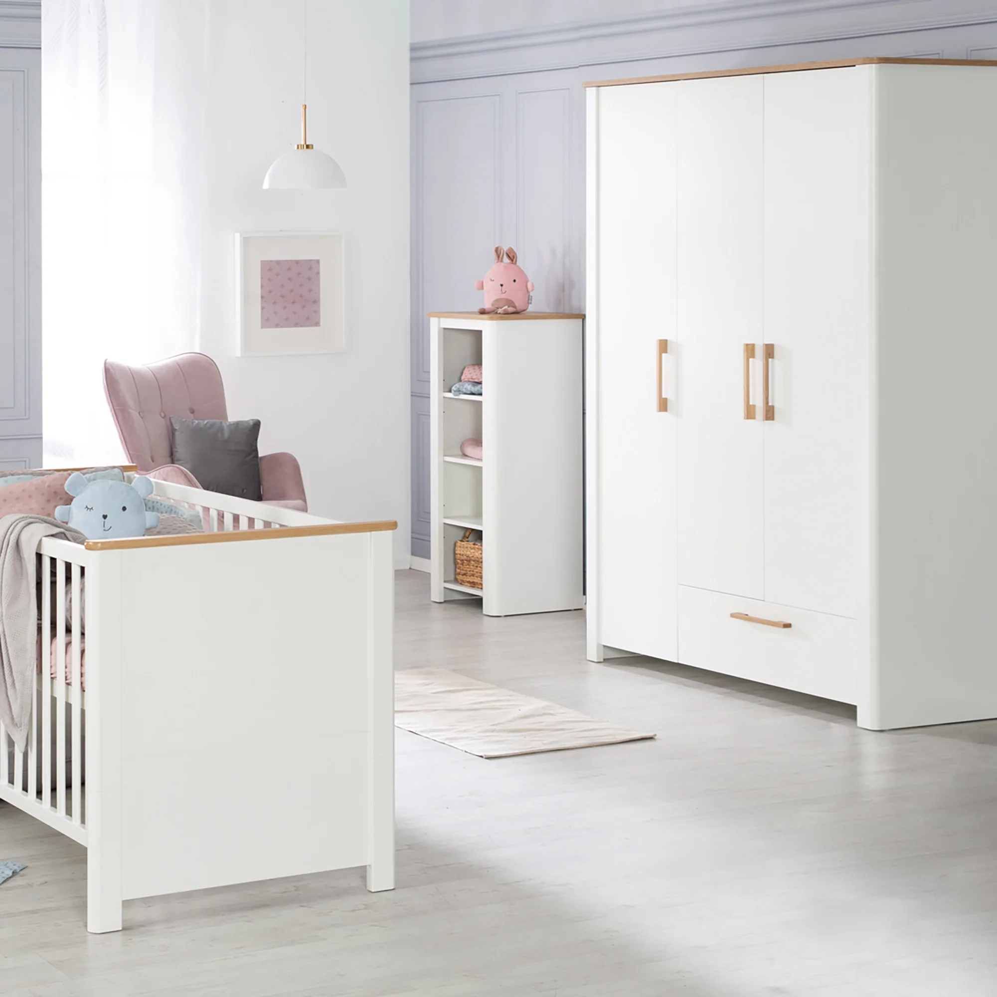 Kinderzimmerset 'Ava' 3-teilig, inkl. Kinderbett 70x140 cm, Wickelkommode & Schrank 3-türig - Image 4