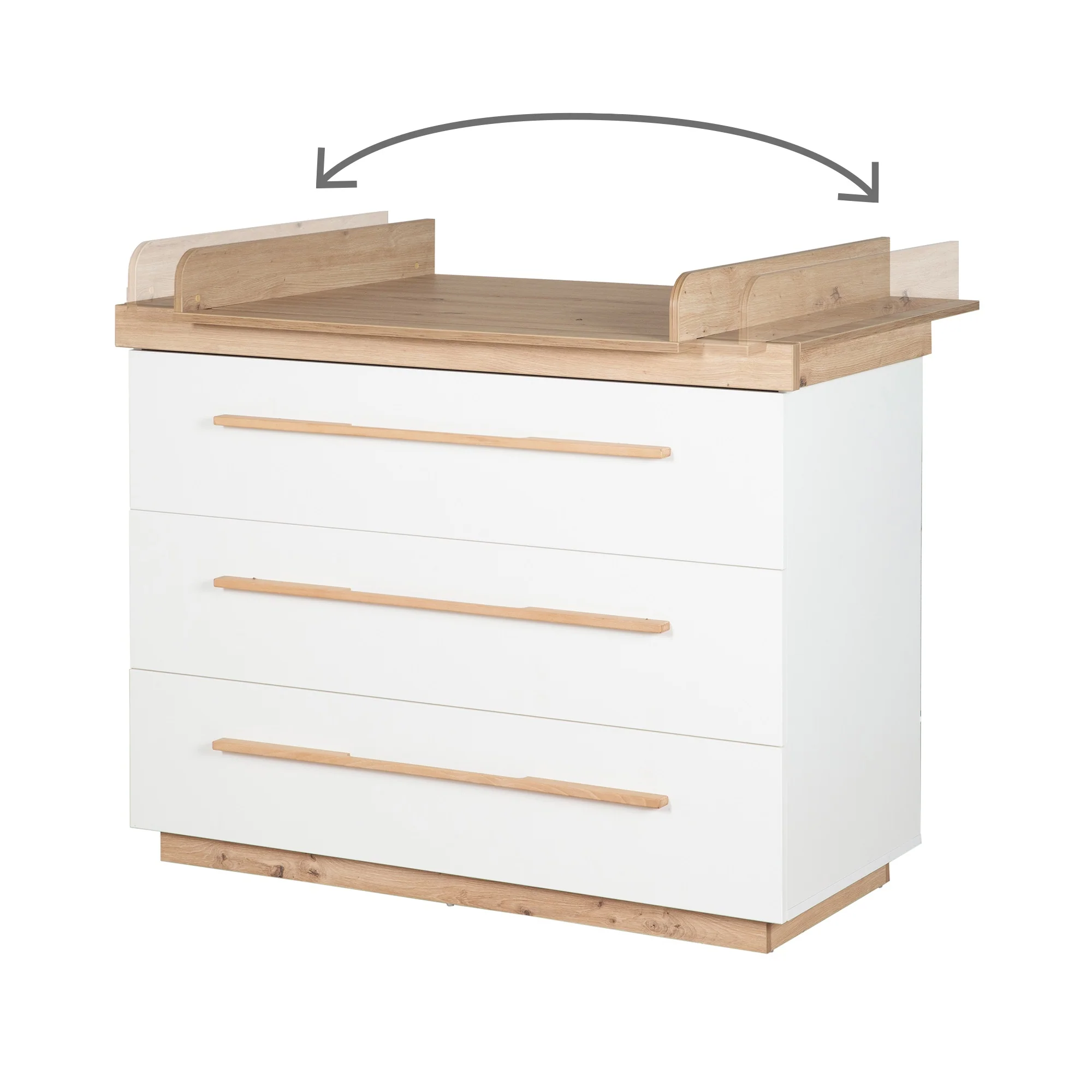 Kinderzimmer Set 'Lumo' 3-teilig - Kombi-Bett + Wickelkommode + Kleiderschrank - Weiß / Artisan Eiche - Image 17