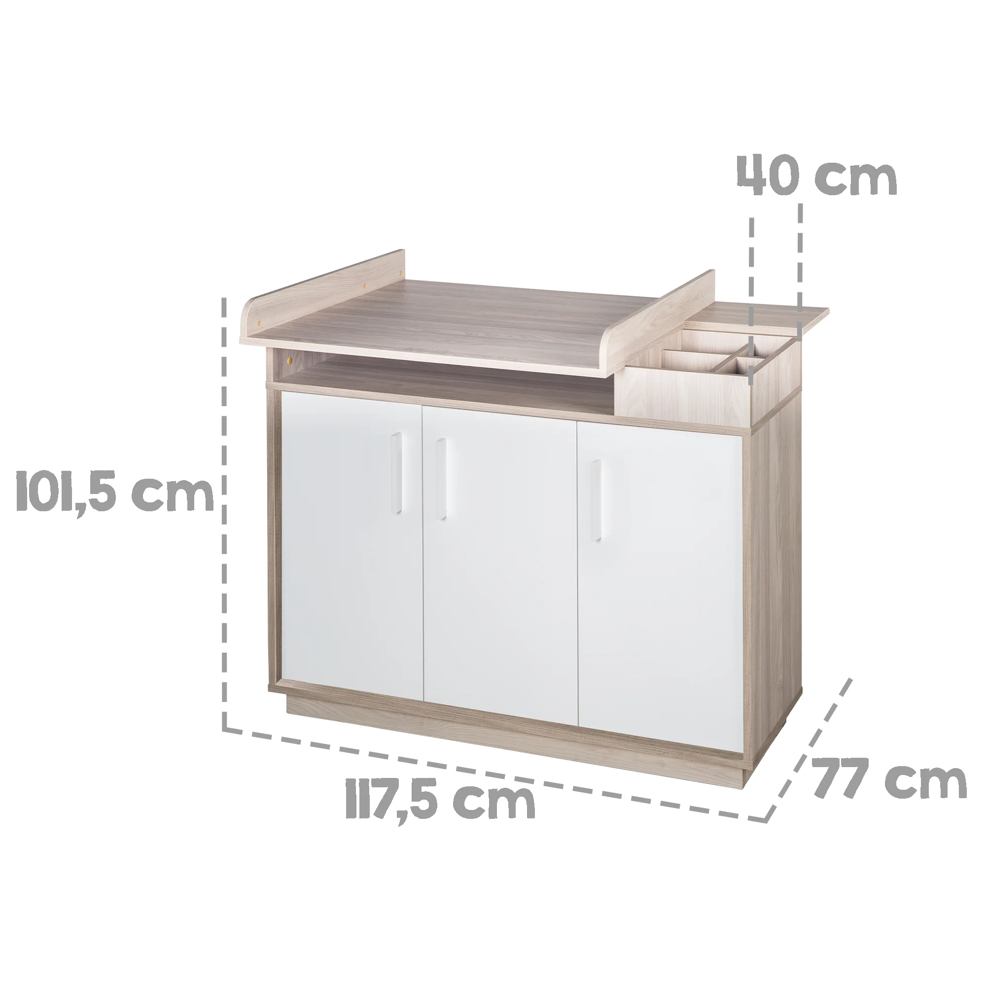 Möbelset 'Olaf' inkl. Kombi-Bett 70 x 140 cm & breiter Wickelkommode, Luna Elm/weiß - Image 11