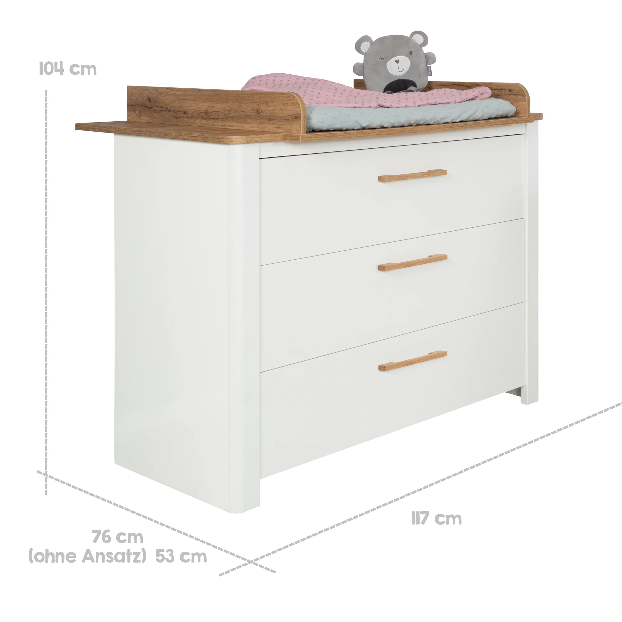 Möbelset 'Ava‘ 2-teilig, inkl. Kombi-Kinderbett 70 x 140 cm & Wickelkommode schranktief - Image 15