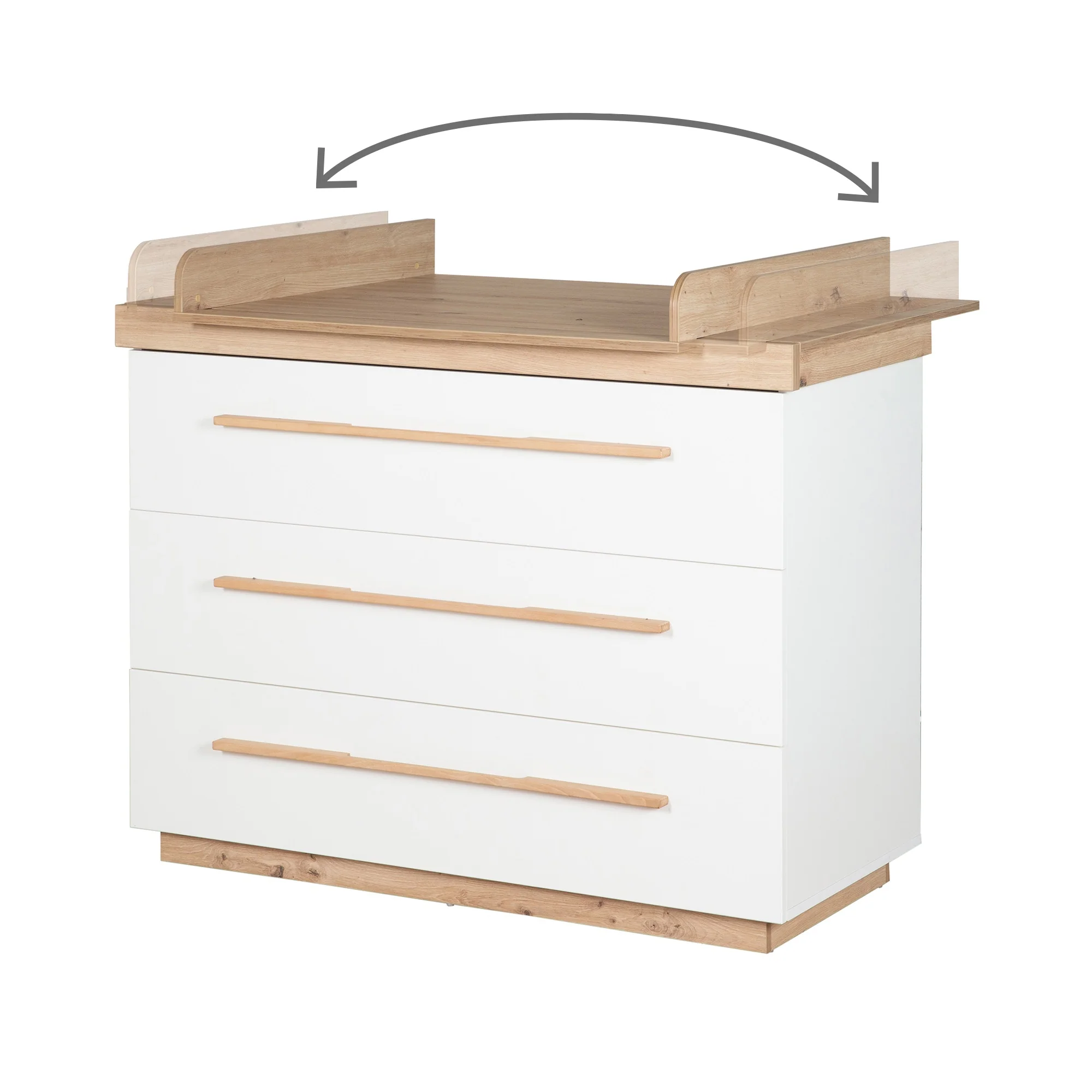 Möbelset 'Lumo' 2-teilig - Kombi-Kinderbett 70x140 + Wickelkommode - Weiß / Artisan Eiche - Image 16