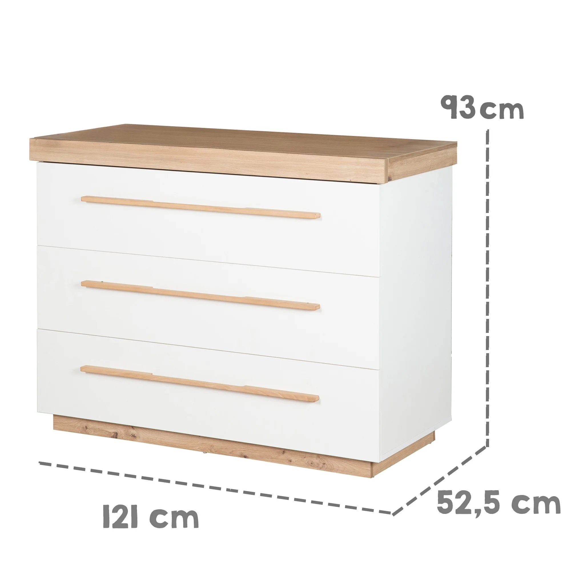 Möbelset 'Lumo' 2-teilig - Kombi-Kinderbett 70x140 + Wickelkommode - Weiß / Artisan Eiche - Image 7