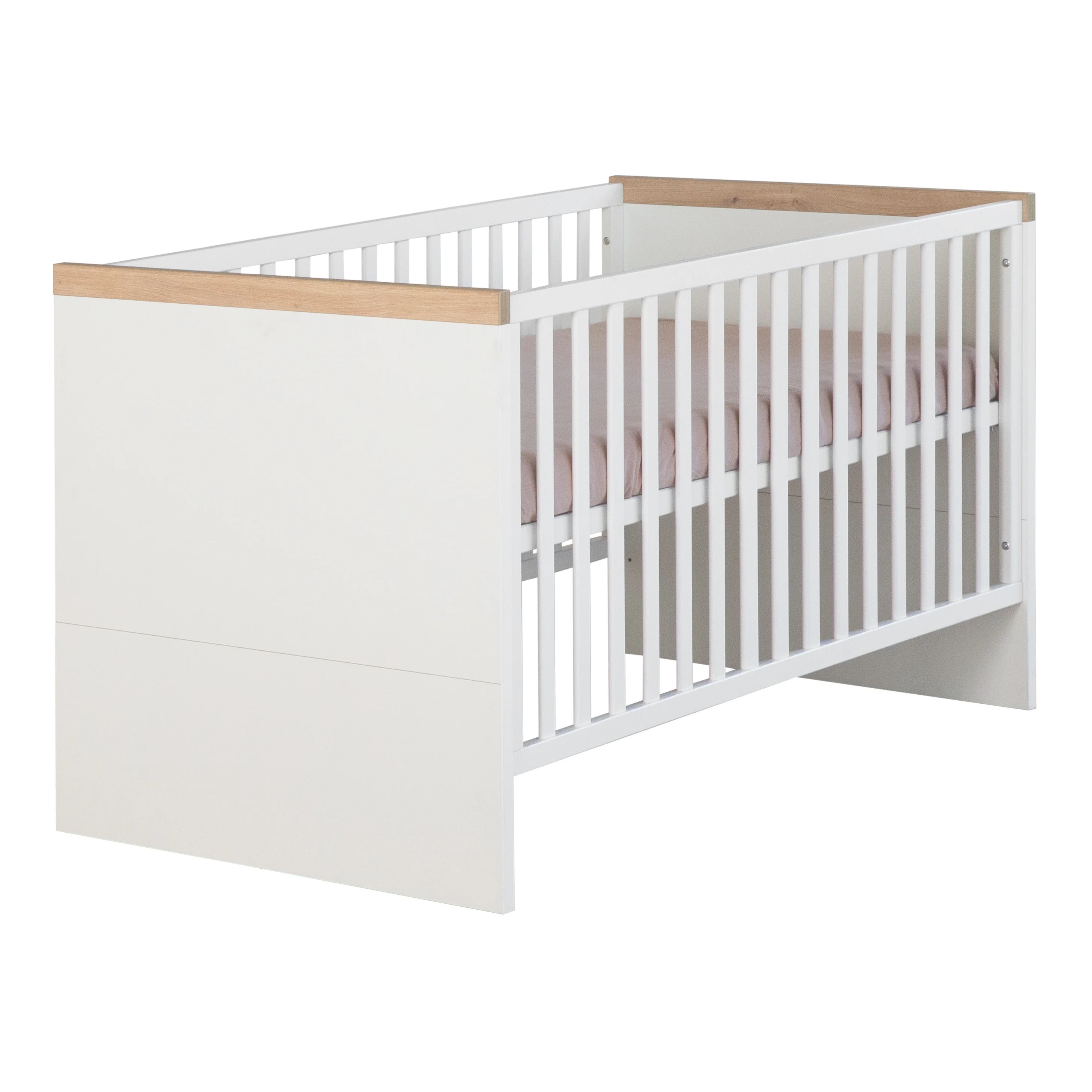 Möbelset 'Lumo' 2-teilig - Kombi-Kinderbett 70x140 + Wickelkommode - Weiß / Artisan Eiche - Image 9