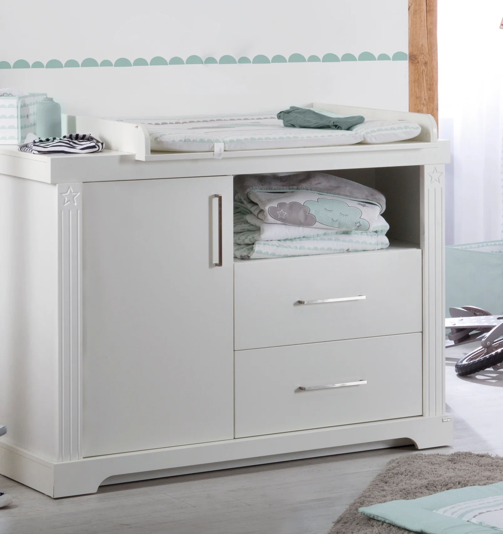 Kindermöbelset 'Maxi' weiß inkl. Kombi-Bett, 70 x 140 cm & breiter Wickelkommode - Image 9