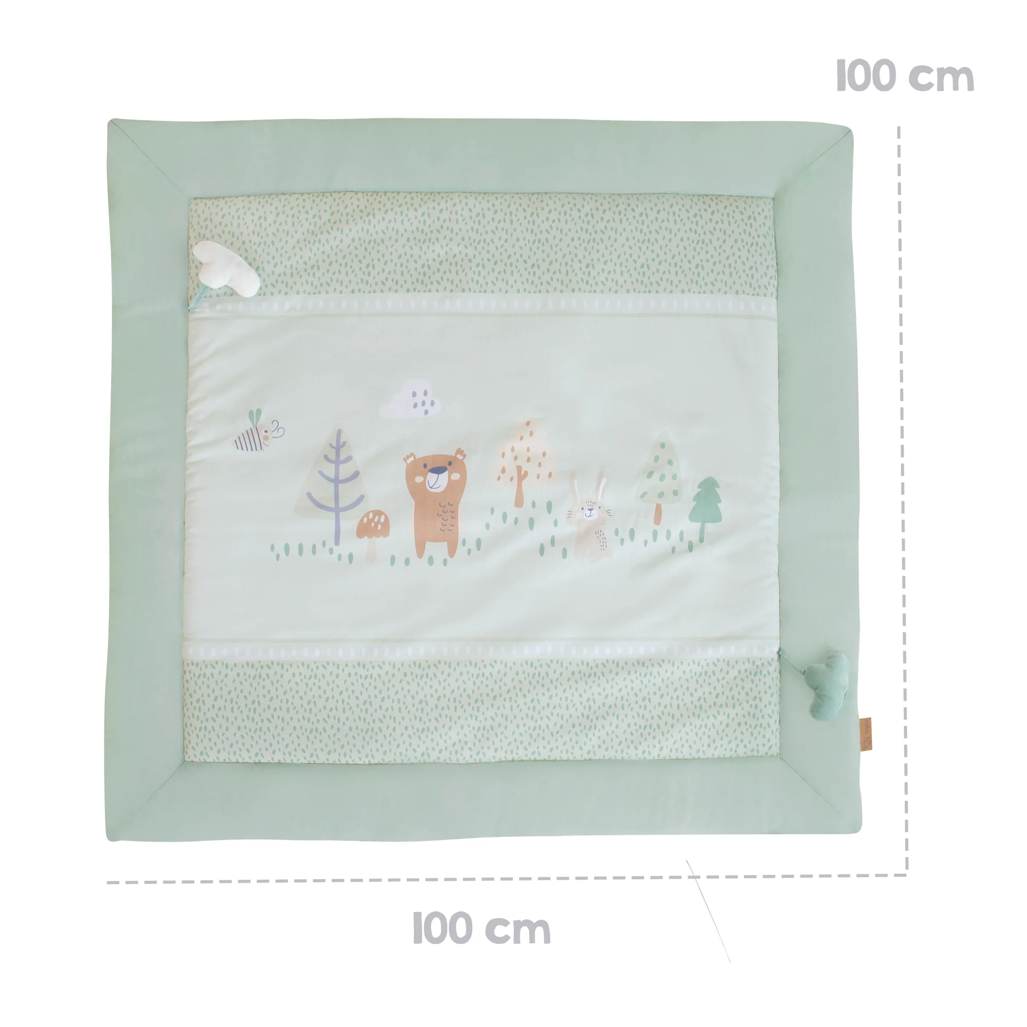 Krabbel- & Spieldecke 'Woodland Buddies' 100 x 100 cm aus Baumwolle - Pastellgrün - Image 3