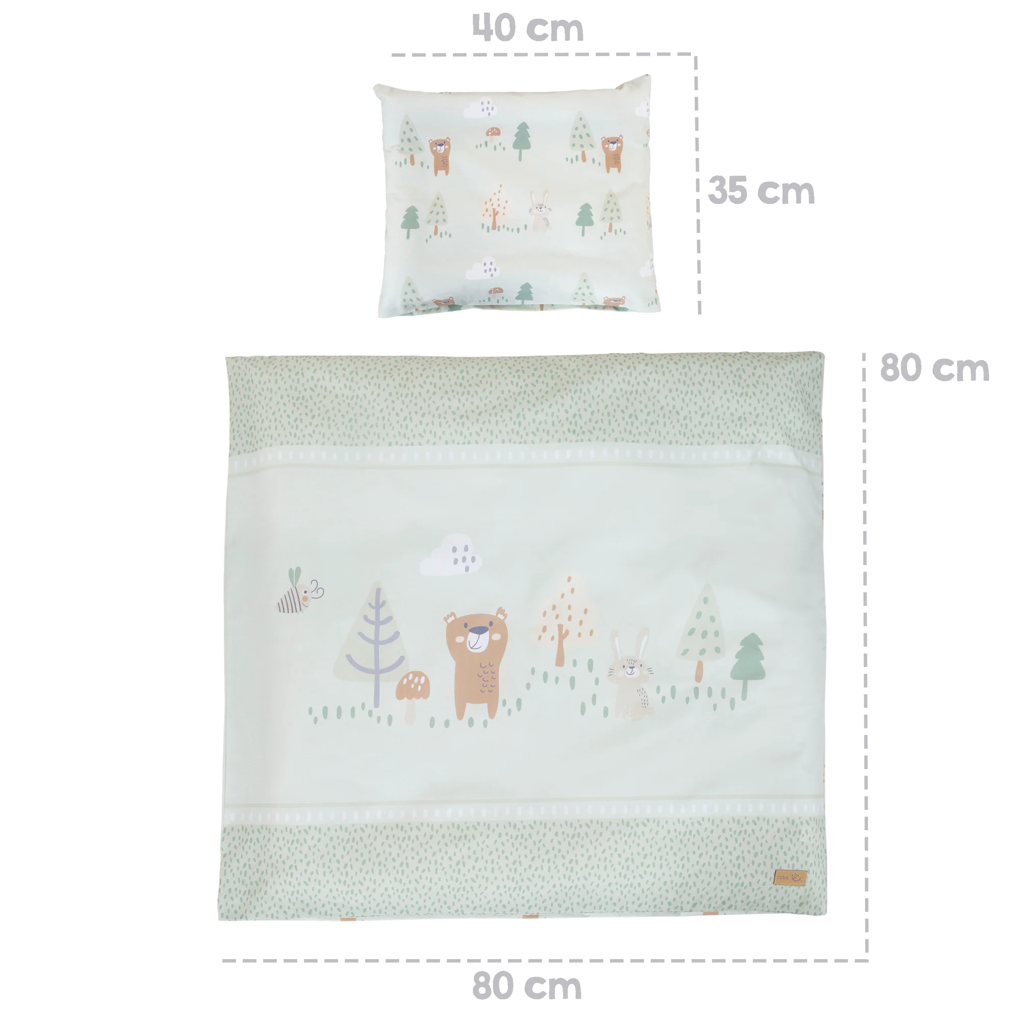 Wiegenbettwäsche 'Woodland Buddies' 80 x 80 cm - Bezüge aus Baumwolle - Pastellgrün - Image 3