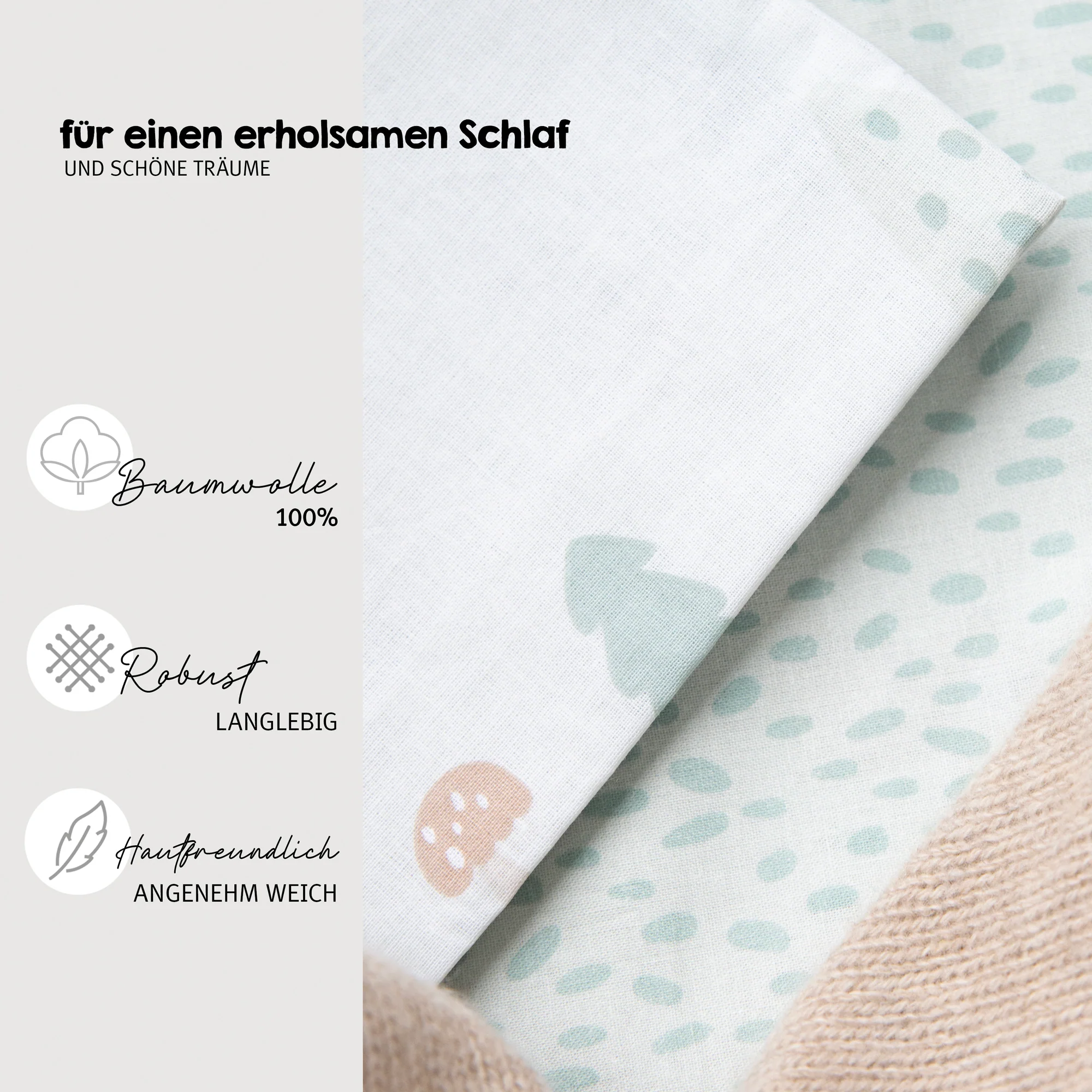 Wiegenbettwäsche 'Woodland Buddies' 80 x 80 cm - Bezüge aus Baumwolle - Pastellgrün - Image 5