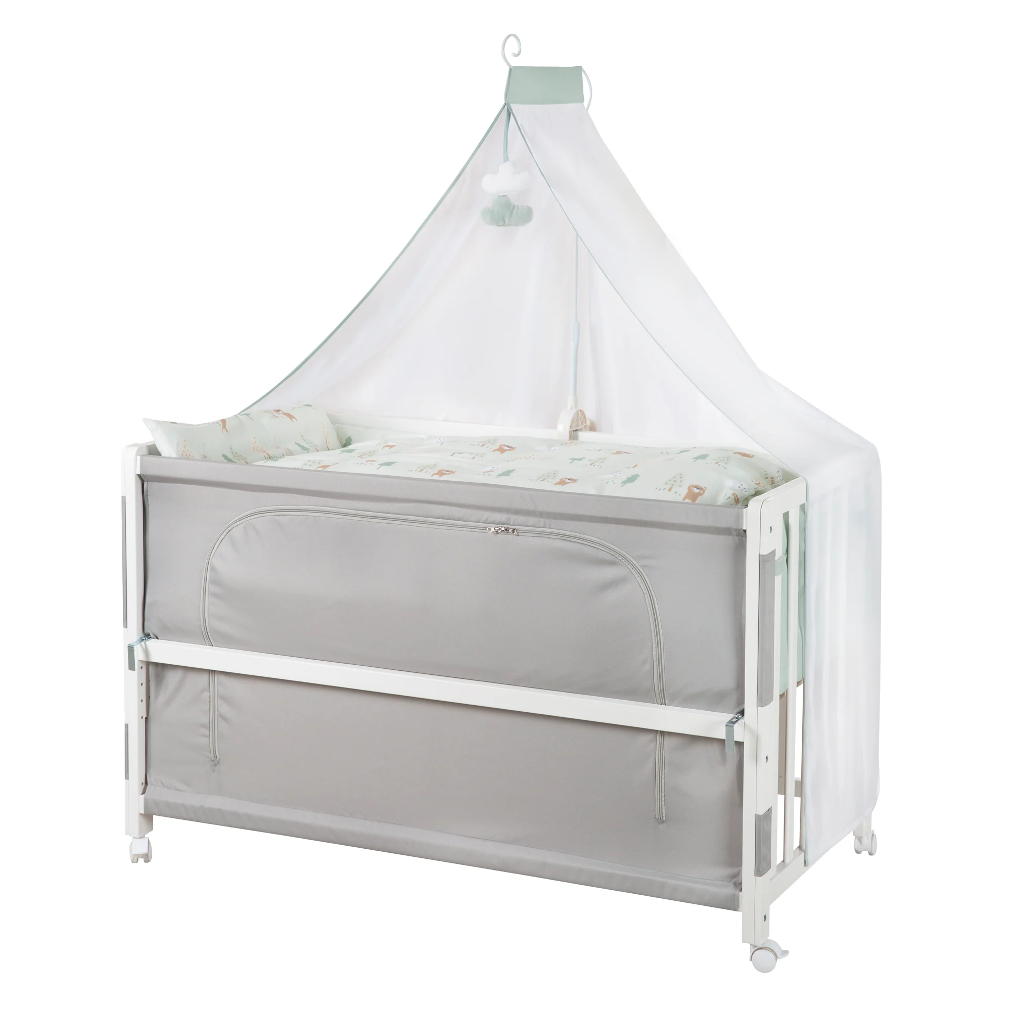 Room Bed 60 x 120 cm 'Woodland Buddies' inkl. Textilausstattung - Weiß / Pastellgrün - Image 6