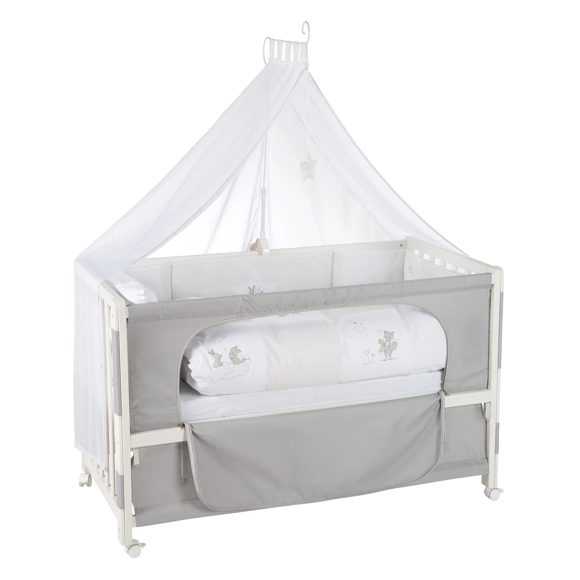 Room Bed 'Fox & Bunny', 60 x 120 cm, höhenverstellbar, Beistellbett zum Elternbett mit kompletter Ausstattung - Image 3