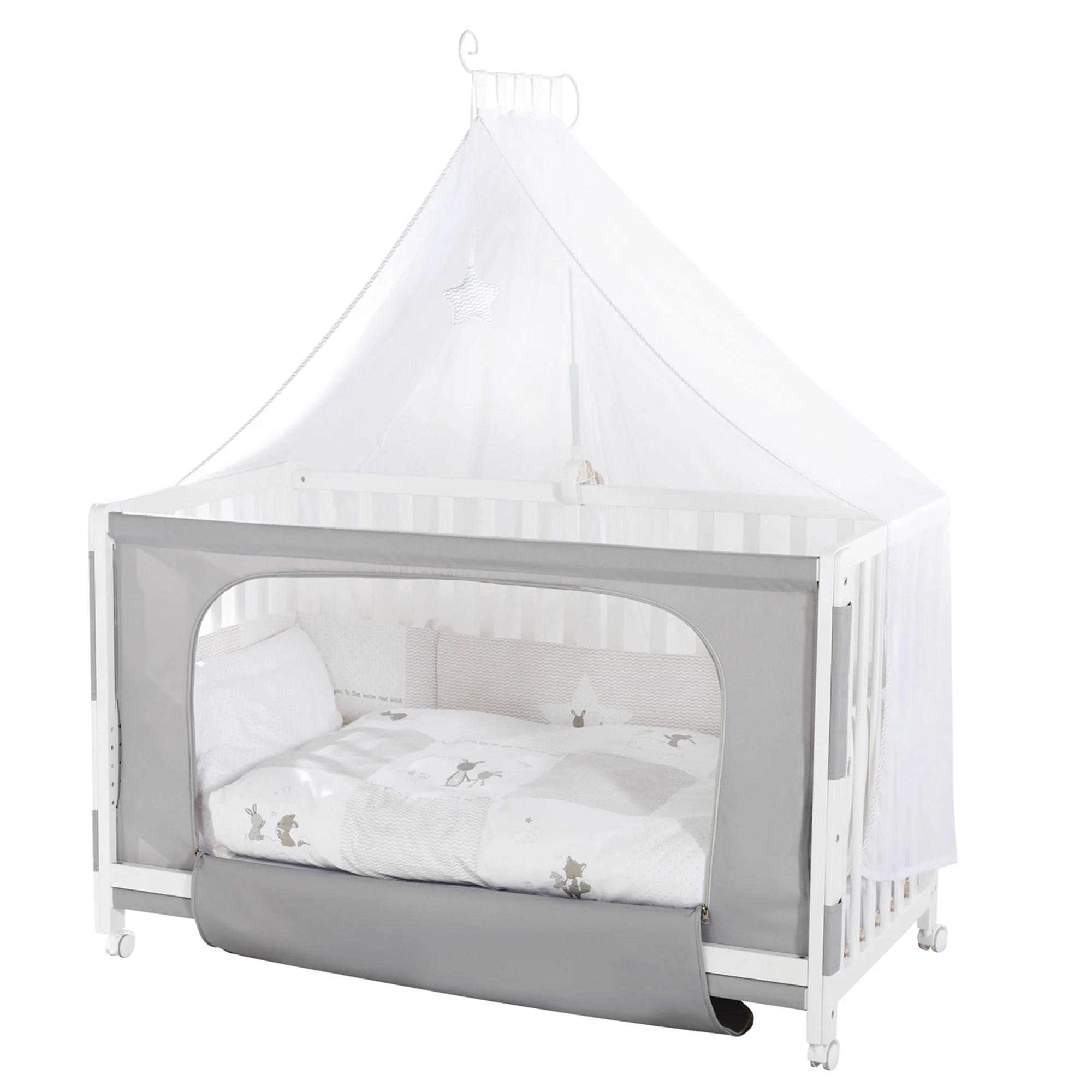 Room Bed 'Fox & Bunny', 60 x 120 cm, höhenverstellbar, Beistellbett zum Elternbett mit kompletter Ausstattung - Image 5