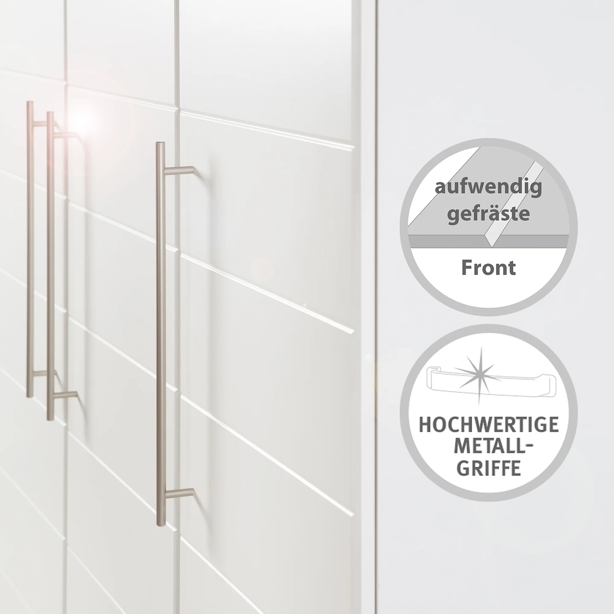 Kleiderschrank 'Nele', 3-trg, mit modernen horizontalen Fräsungen, Artisan Eiche/weiß - Image 8