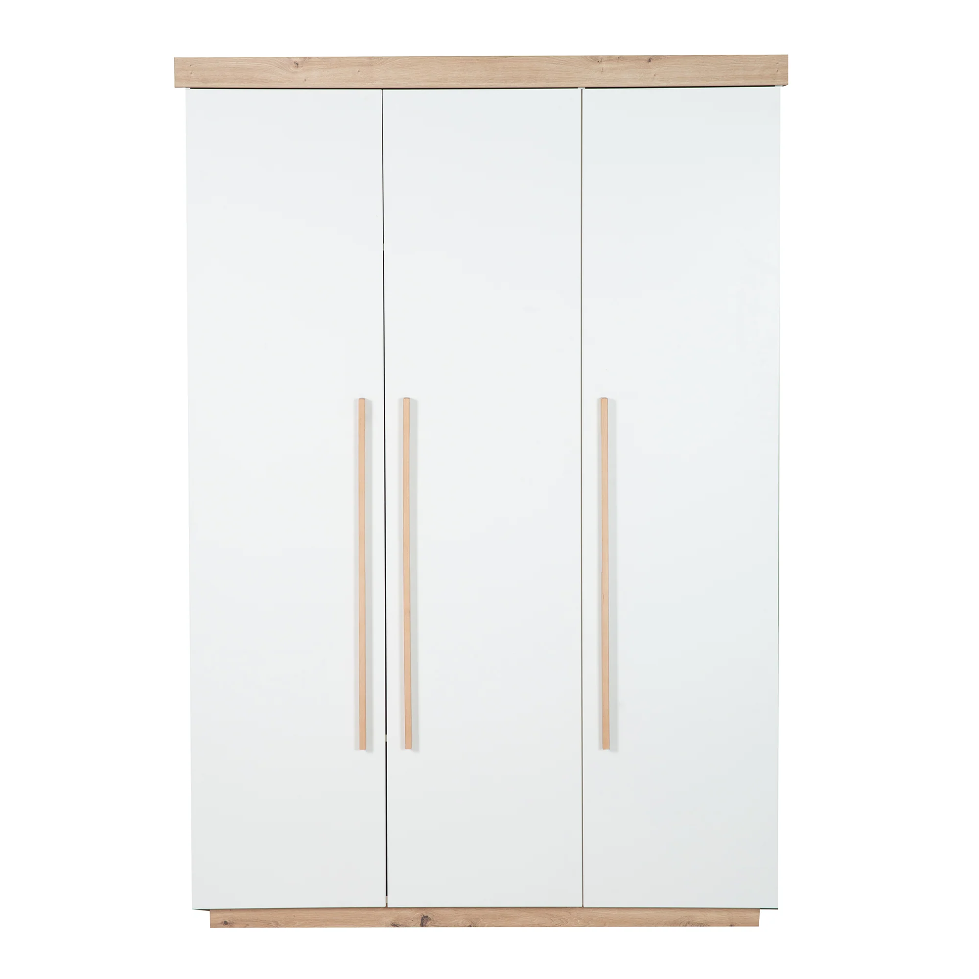 Kinderkleiderschrank 'Lumo - 3-türig - Soft-Close Funktion & Holzgriffen - Weiß / Artisan Eiche - Image 3