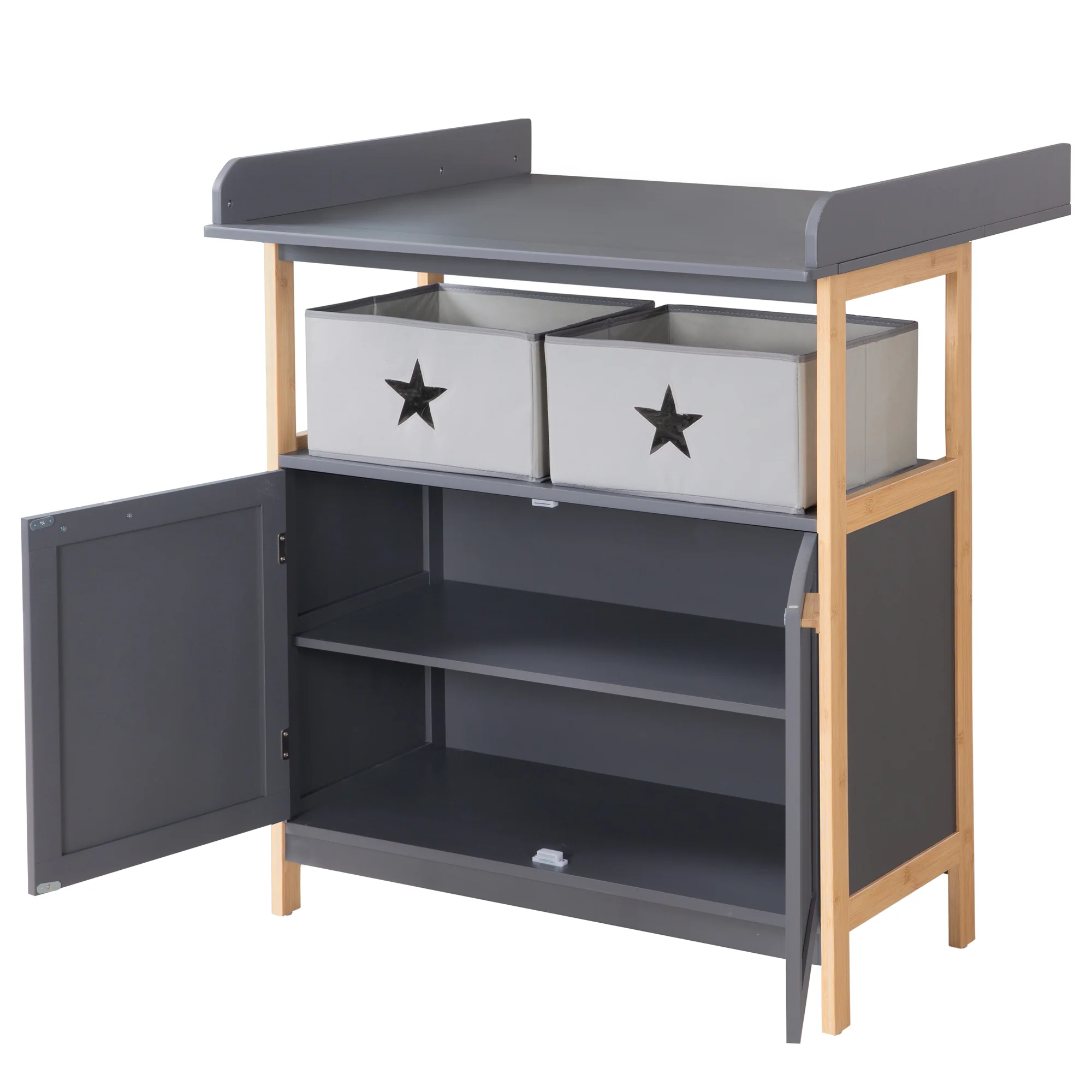 Wickelkommode 'Berlin' mit 2 Türen - Anthrazit / Bambus - Image 3