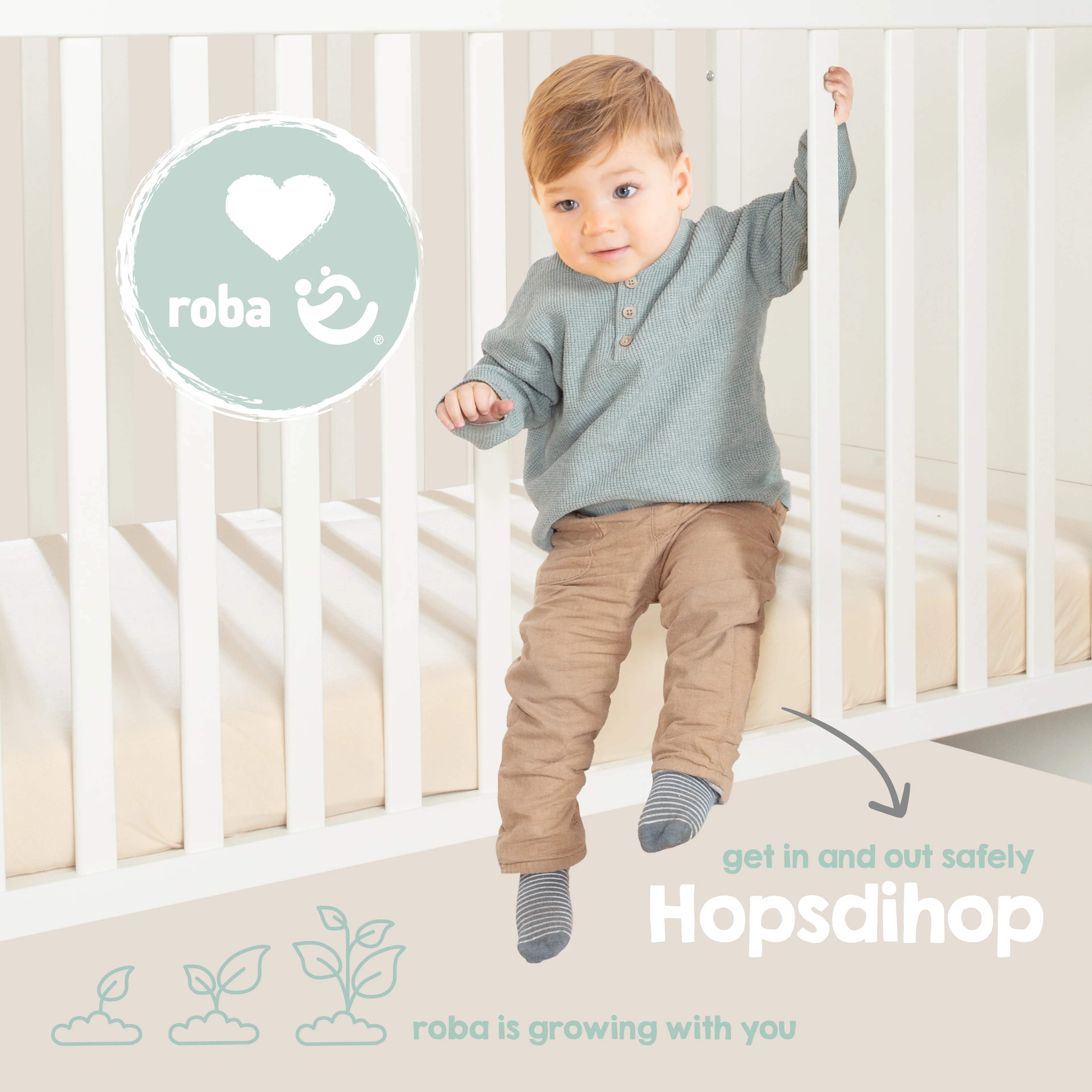 Kombi-Kinderbett 'Lumo' 70x140 cm - Höhenverstellbar - Weiß / Artisan Eiche - Image 9