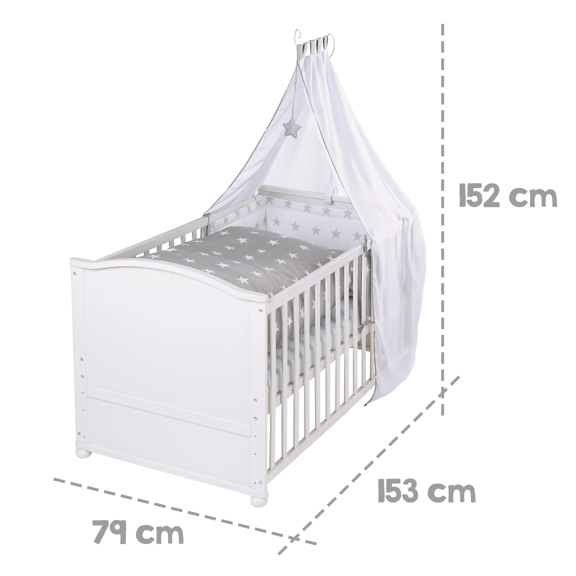 Komplettbettset 'Little Stars', 70 x 140 cm, umbaubar, inkl. Bettwäsche, Himmel, Nest & Matratze - Image 8