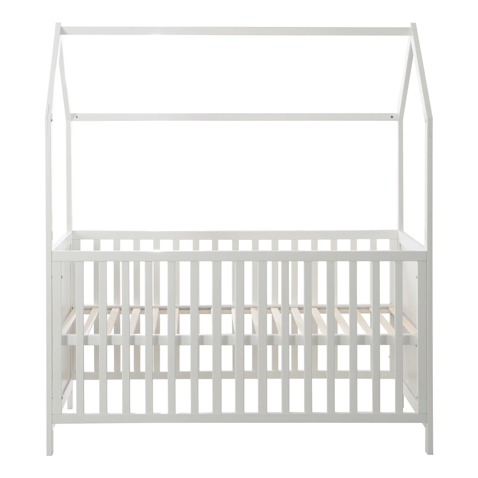 Hausbett 70 x 140 cm, FSC zertifiziert, Kombi-Kinderbett, weiß, 3-fach verstellbar, umbaubar - Image 9