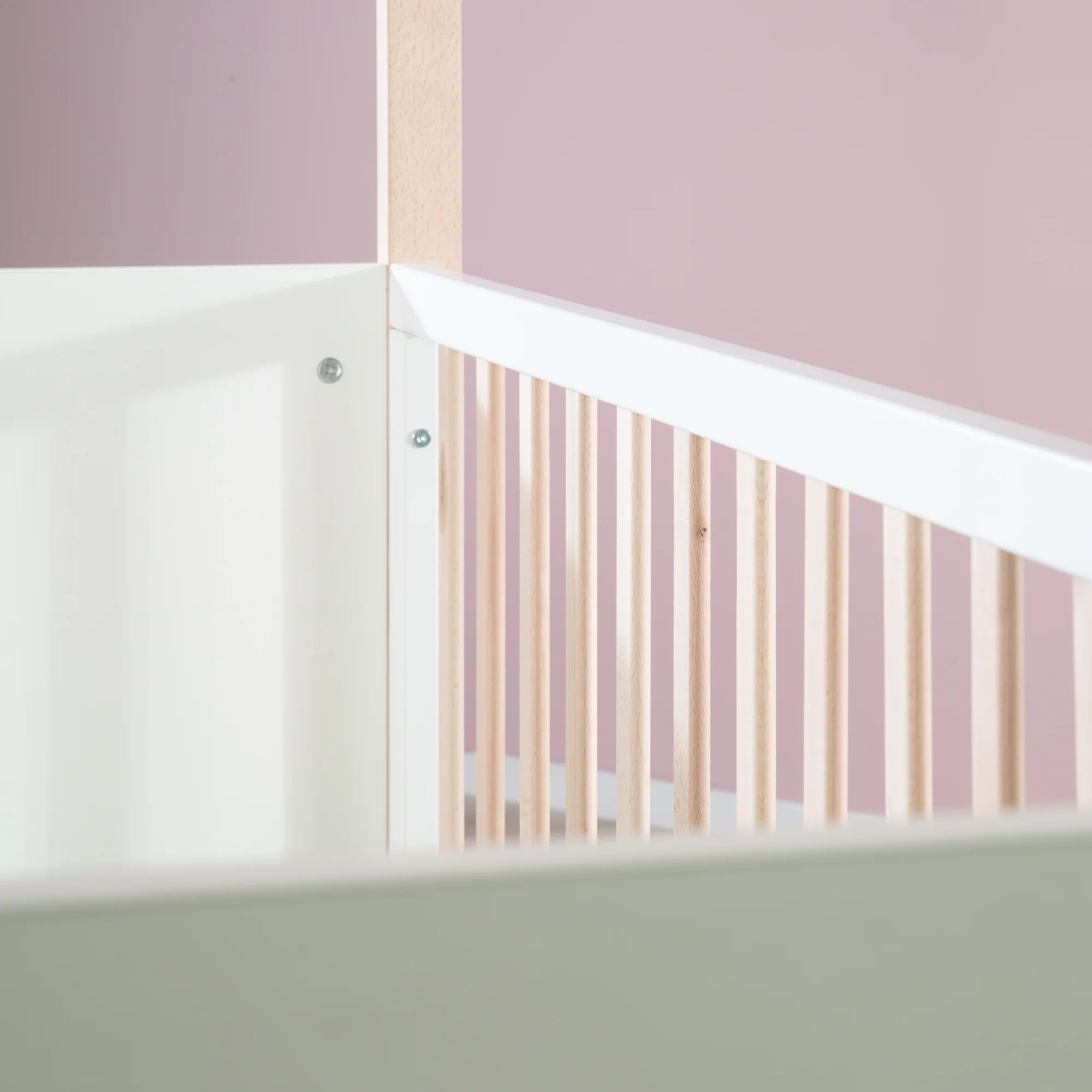 Hausbett 70x140 cm - Höhenverstellbar - Umbaubar - Buche natur - Holz weiß - Image 13