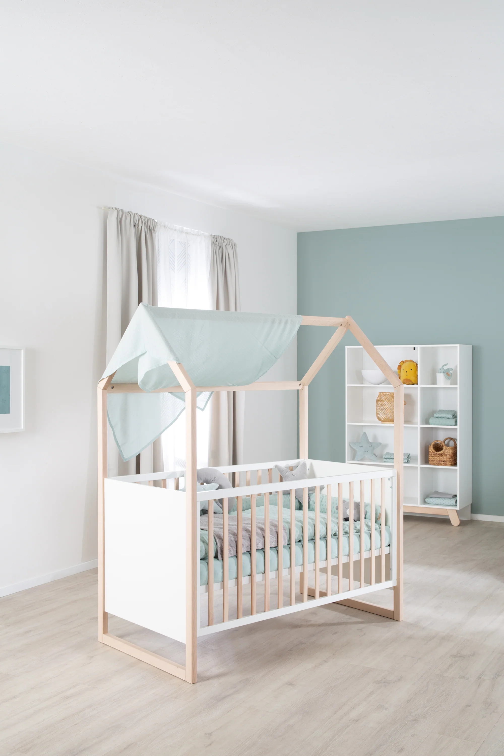 Hausbett 70x140 cm - Höhenverstellbar - Umbaubar - Buche natur - Holz weiß - Image 16