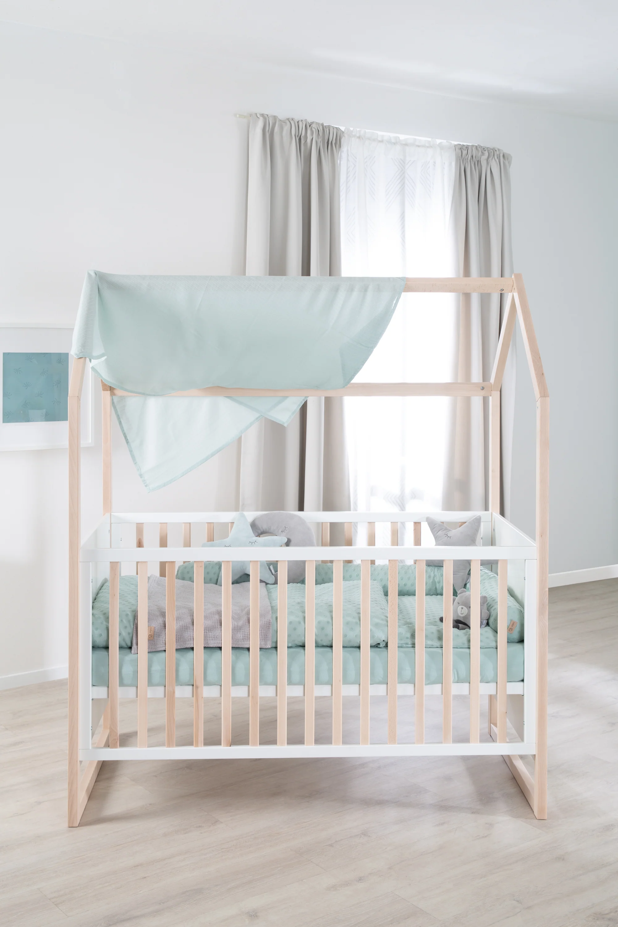 Hausbett 70x140 cm - Höhenverstellbar - Umbaubar - Buche natur - Holz weiß - Image 17