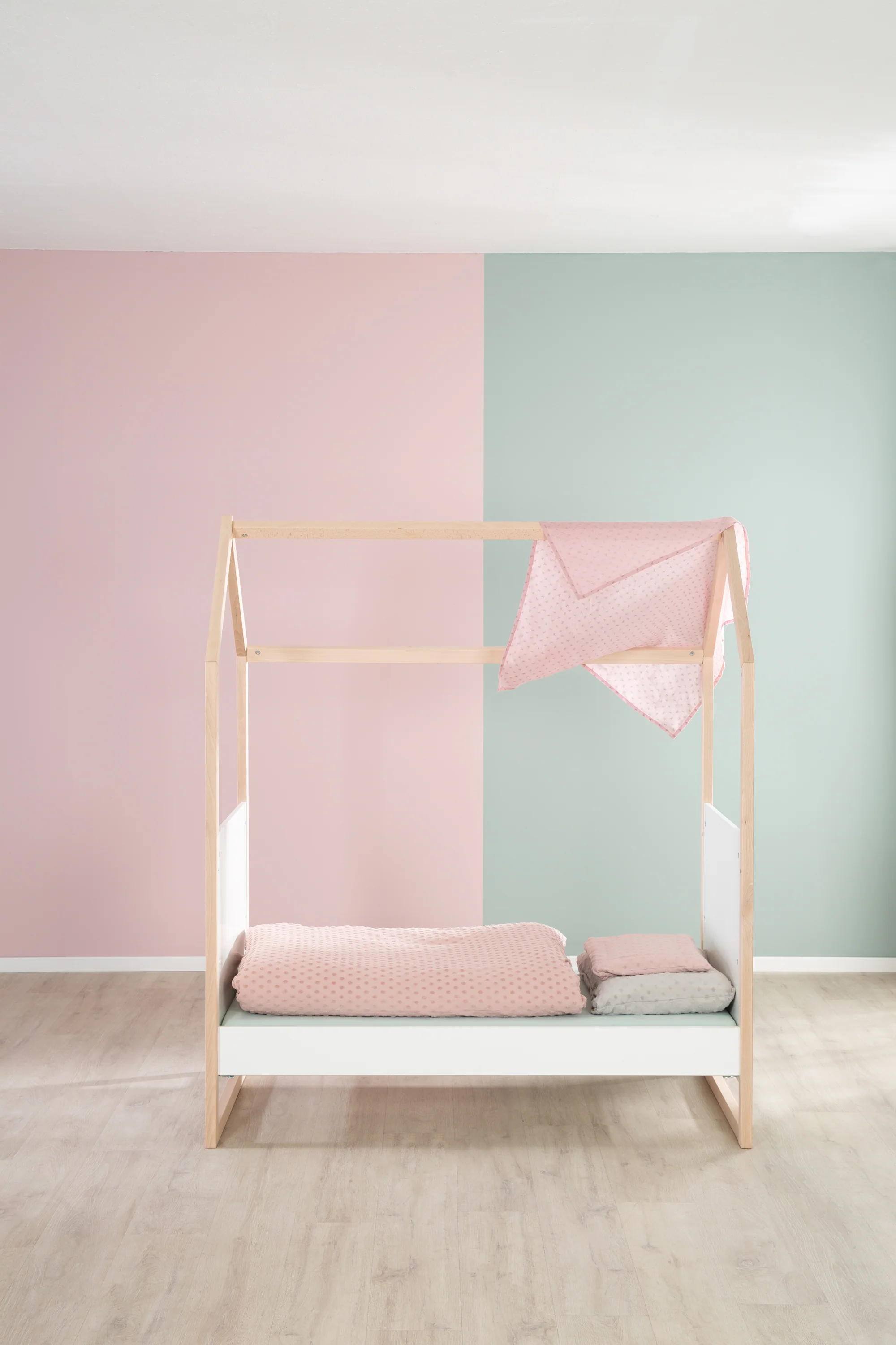 Hausbett 70x140 cm - Höhenverstellbar - Umbaubar - Buche natur - Holz weiß - Image 19