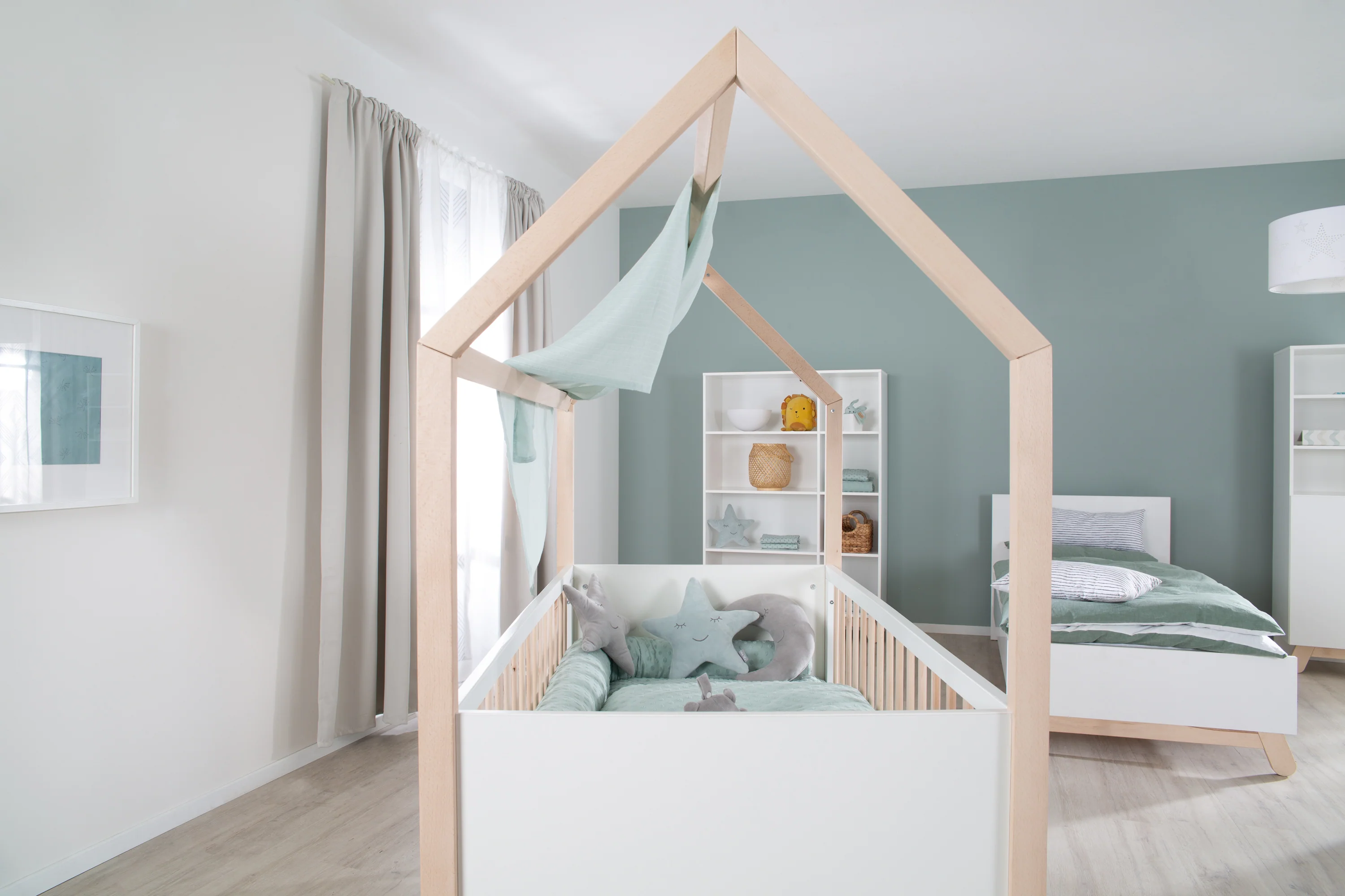 Hausbett 70x140 cm - Höhenverstellbar - Umbaubar - Buche natur - Holz weiß - Image 20