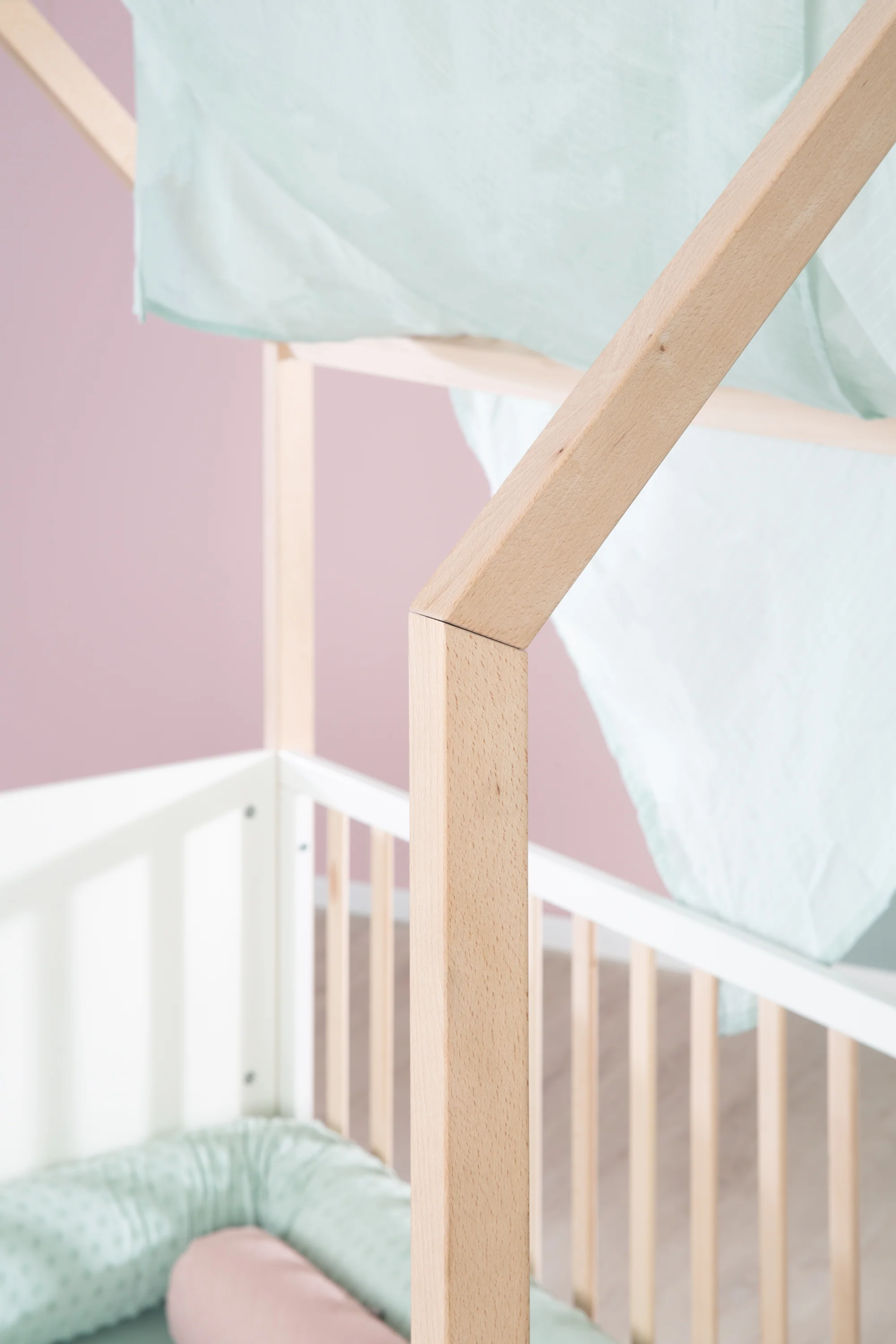 Hausbett 70x140 cm - Höhenverstellbar - Umbaubar - Buche natur - Holz weiß - Image 21