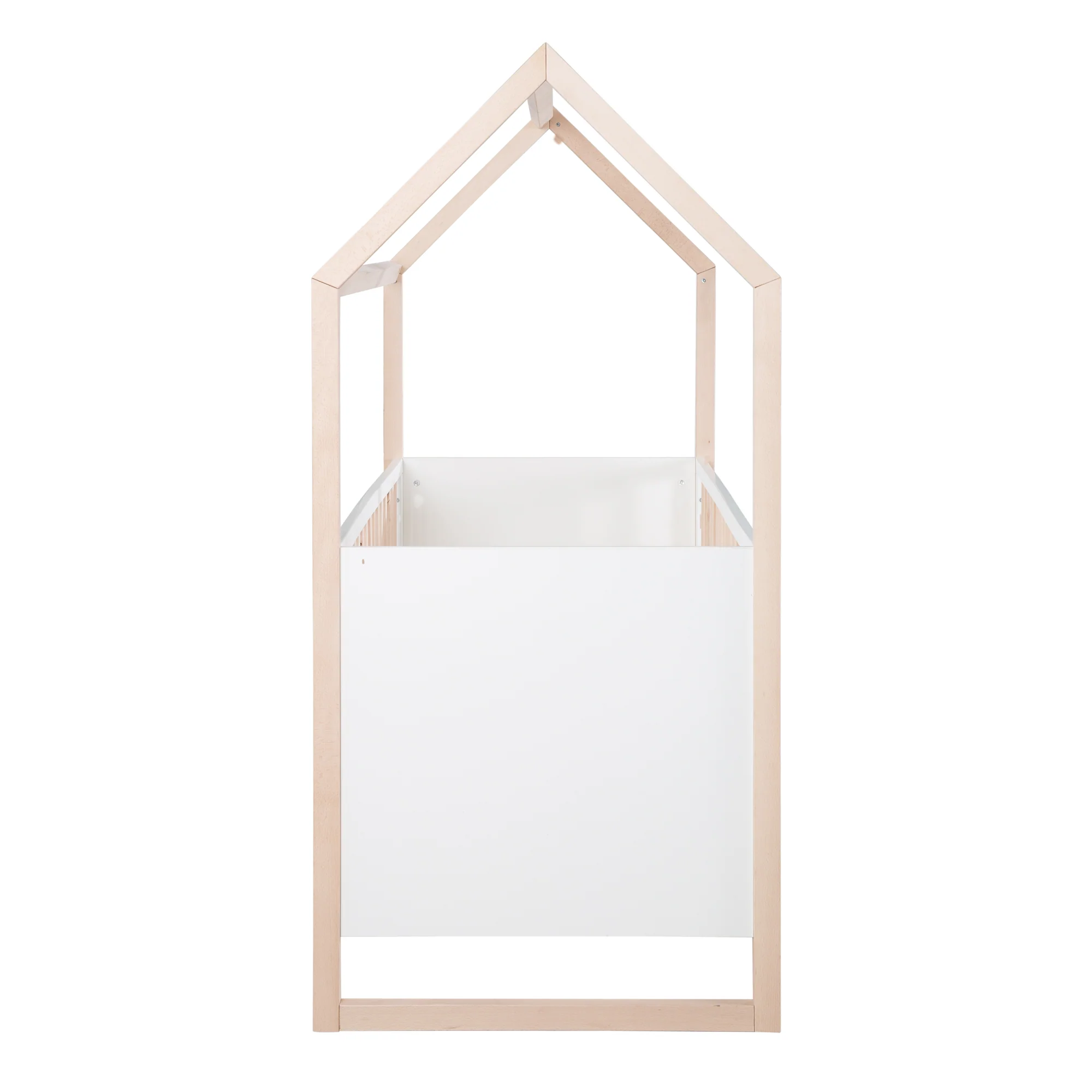 Hausbett 70x140 cm - Höhenverstellbar - Umbaubar - Buche natur - Holz weiß - Image 4