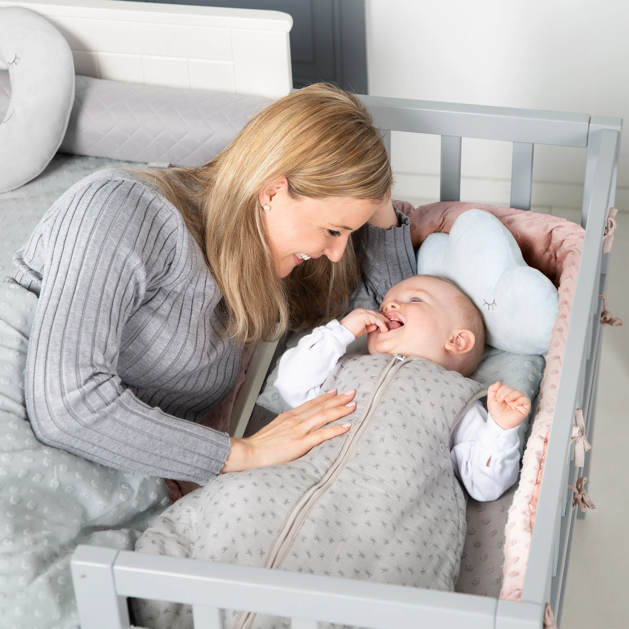 Organic Nestchen 'Lil Planet' für Betten 60 x 120 - 70 x 140 cm - Bio-Baumwolle - Silbergrau - Image 4