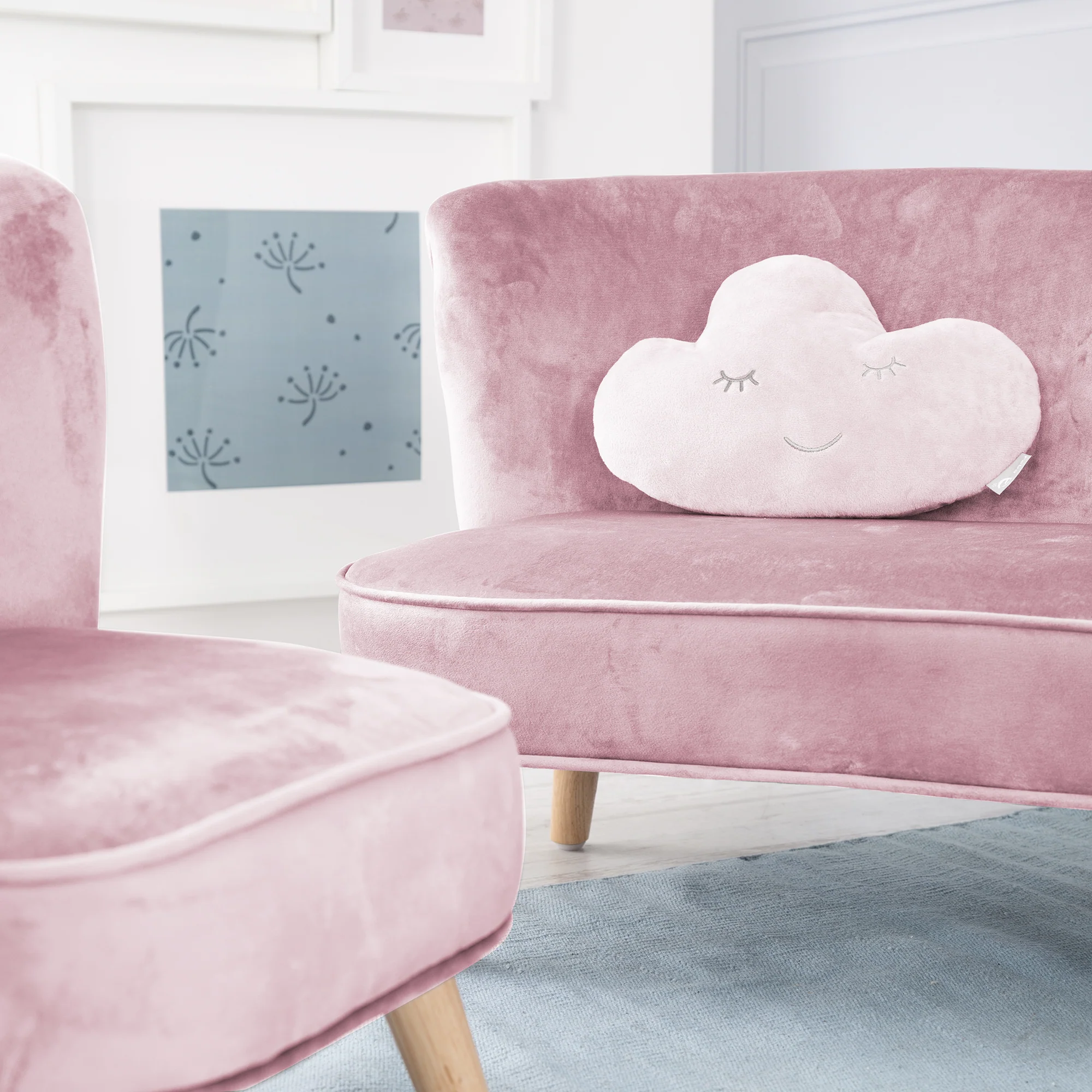 Kuschelkissen Wolke  'roba Style', Rosa/Mauve, flauschiges Dekokissen für Baby- & Kinderzimmer - Image 6