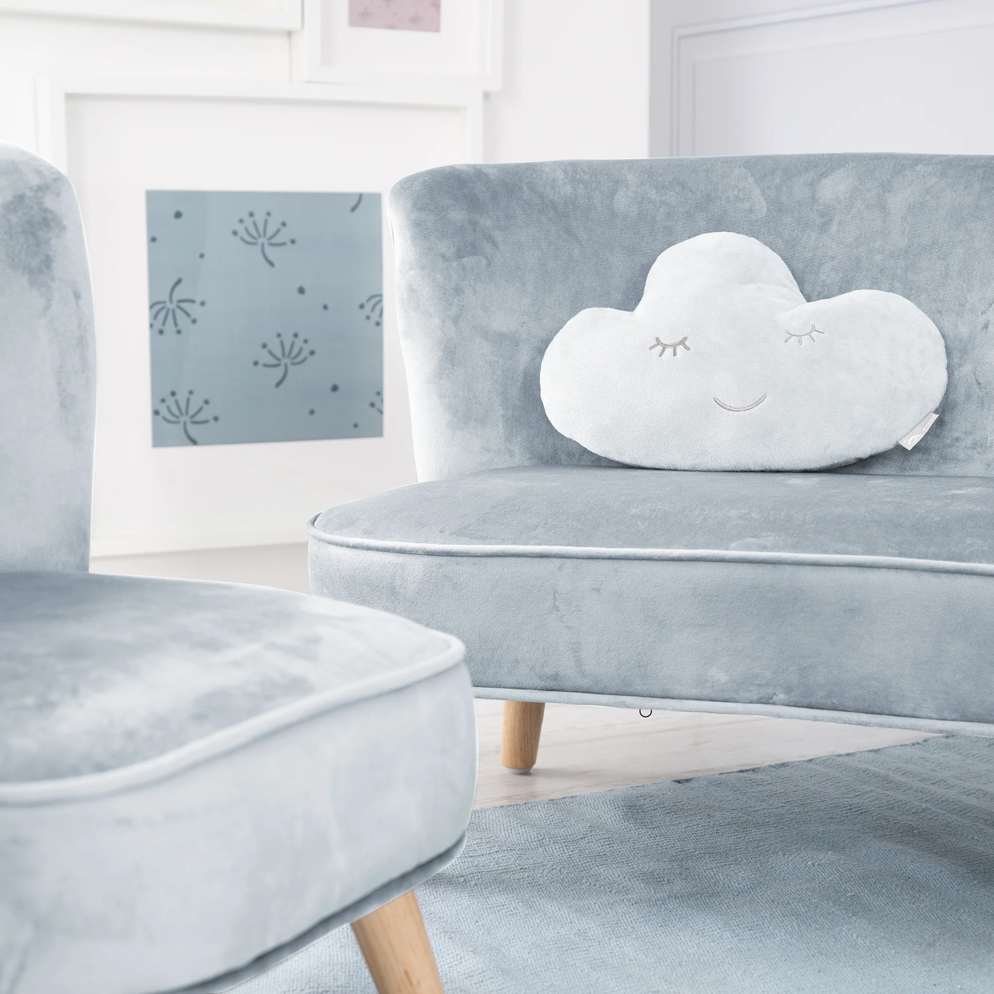 Kuschelkissen Wolke 'roba Style', Hellblau/Sky, flauschiges Dekokissen für Baby- & Kinderzimmer - Image 3