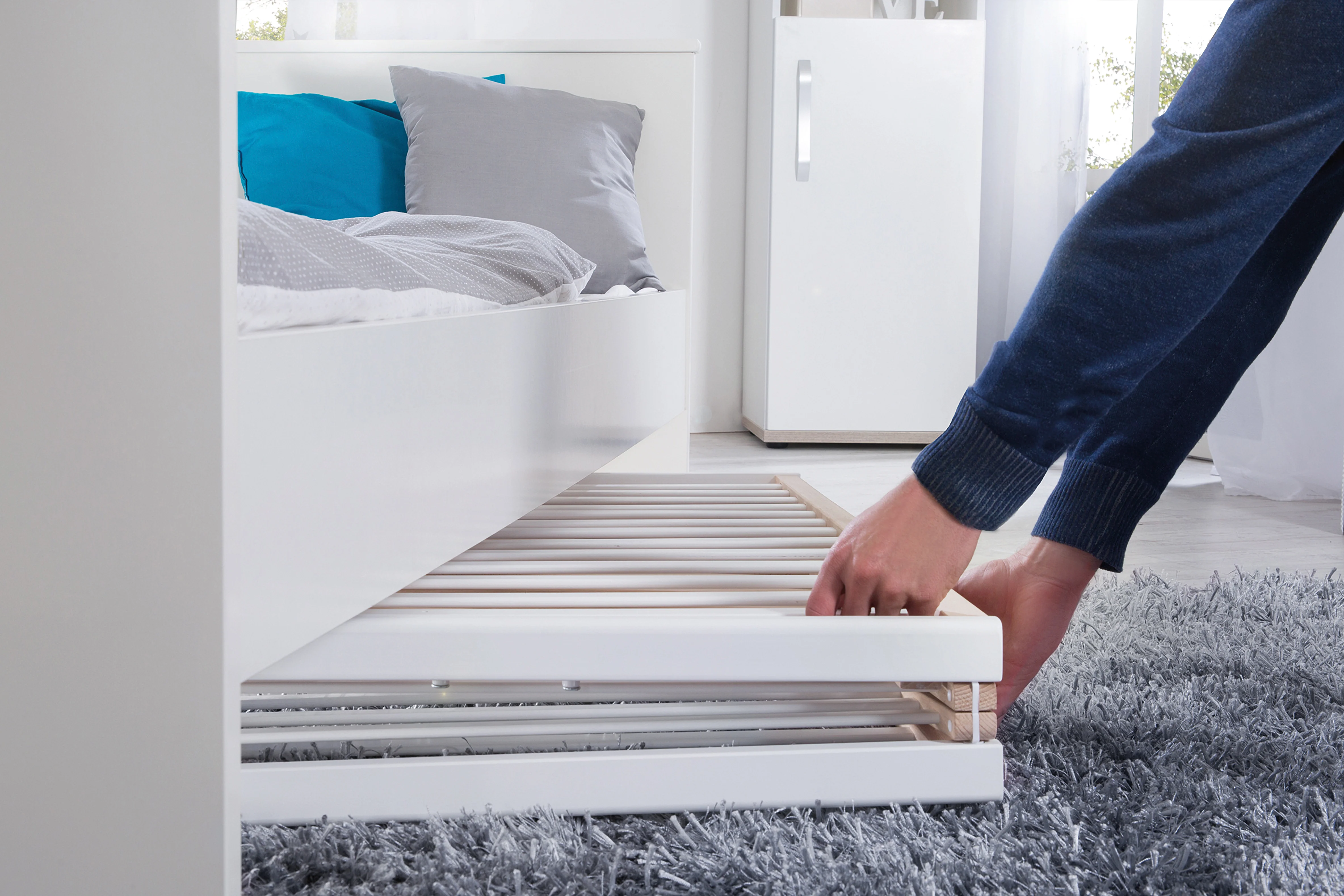 Klappbett 'Fold Up', 60 x 120 cm, Bio-Buche/weiß, 2-fach höhenverstellbar, inkl. Rollen - Image 4
