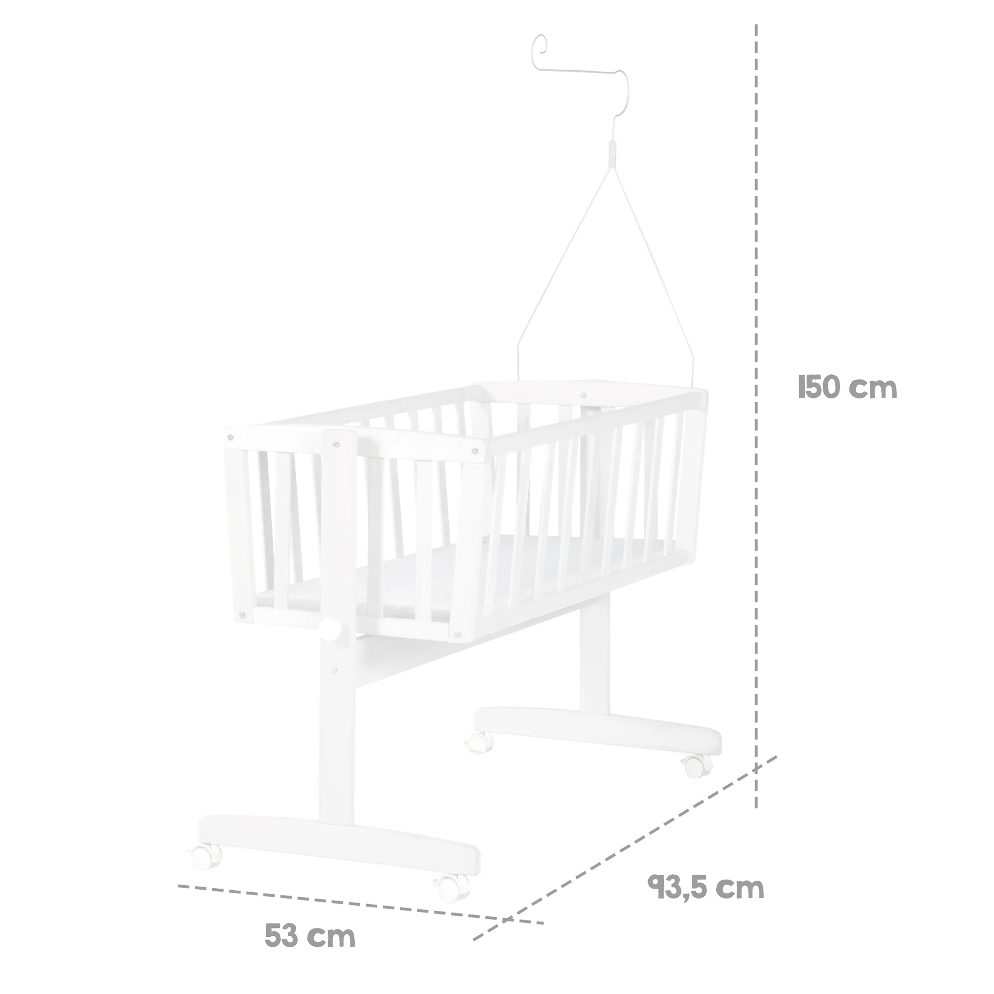 Komplettwiegenset, 'Little Stars', 40 x 90 cm, weiß, Feststellfunktion, inkl. Zubehör - Image 5