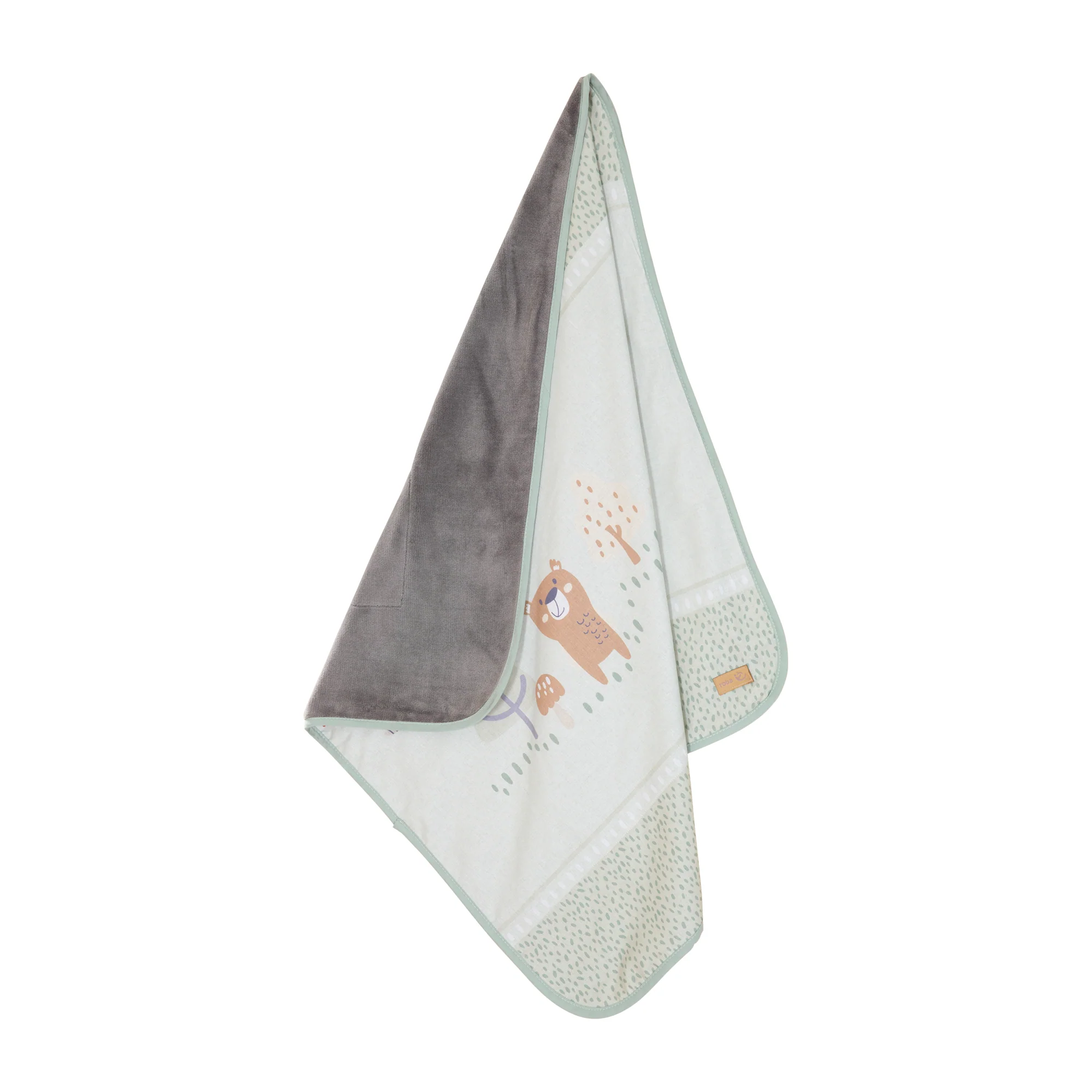 Babydecke 'Woodland Buddies' 80 x 80 cm - 2-seitige Decke - Pastellgrün & Silbergrau - Image 4
