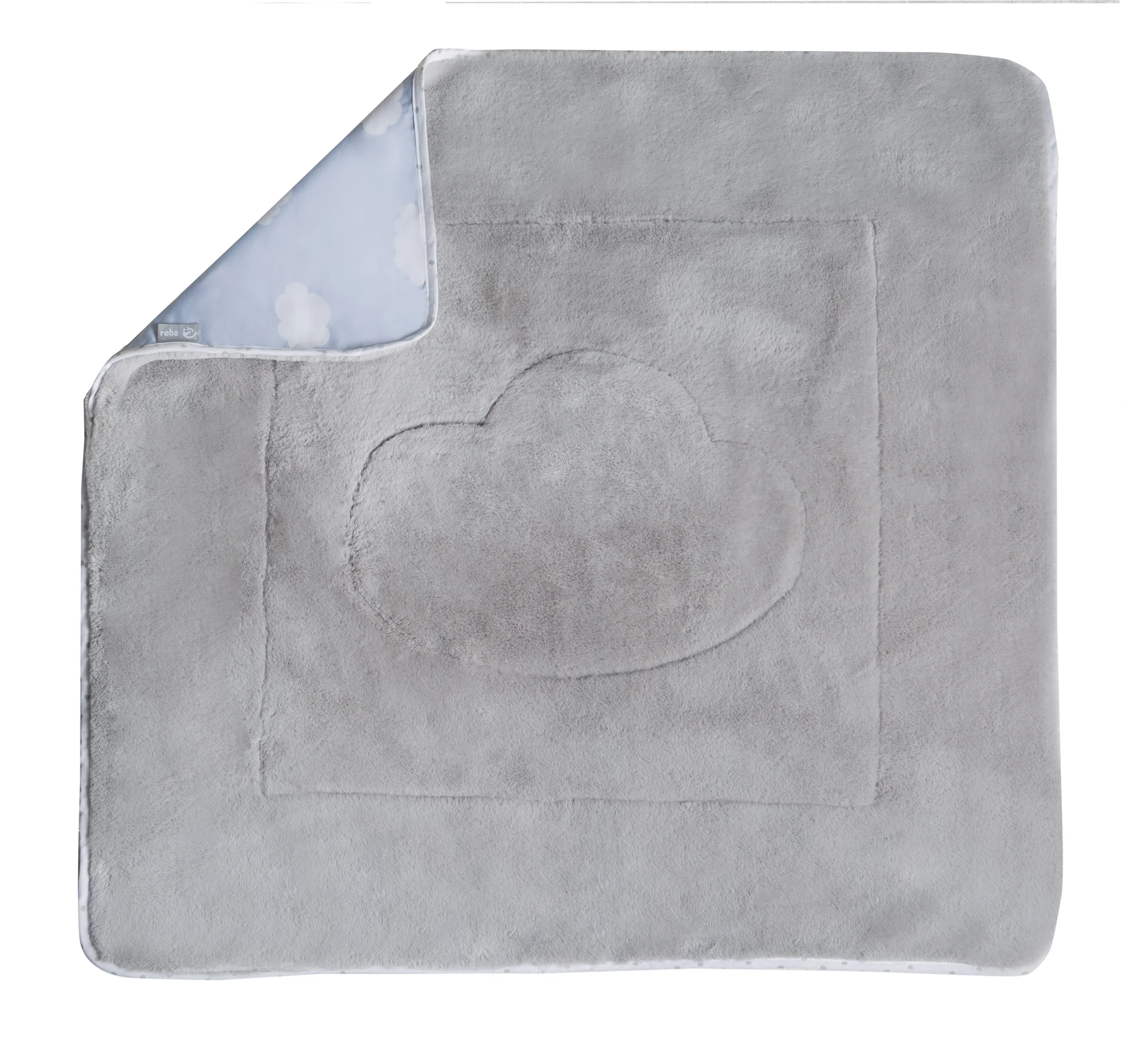 Babydecke 'Kleine Wolke blau', 2-seitig: 1x super weich, warm & flauschig, 1x 100 % Baumwolle - Image 4