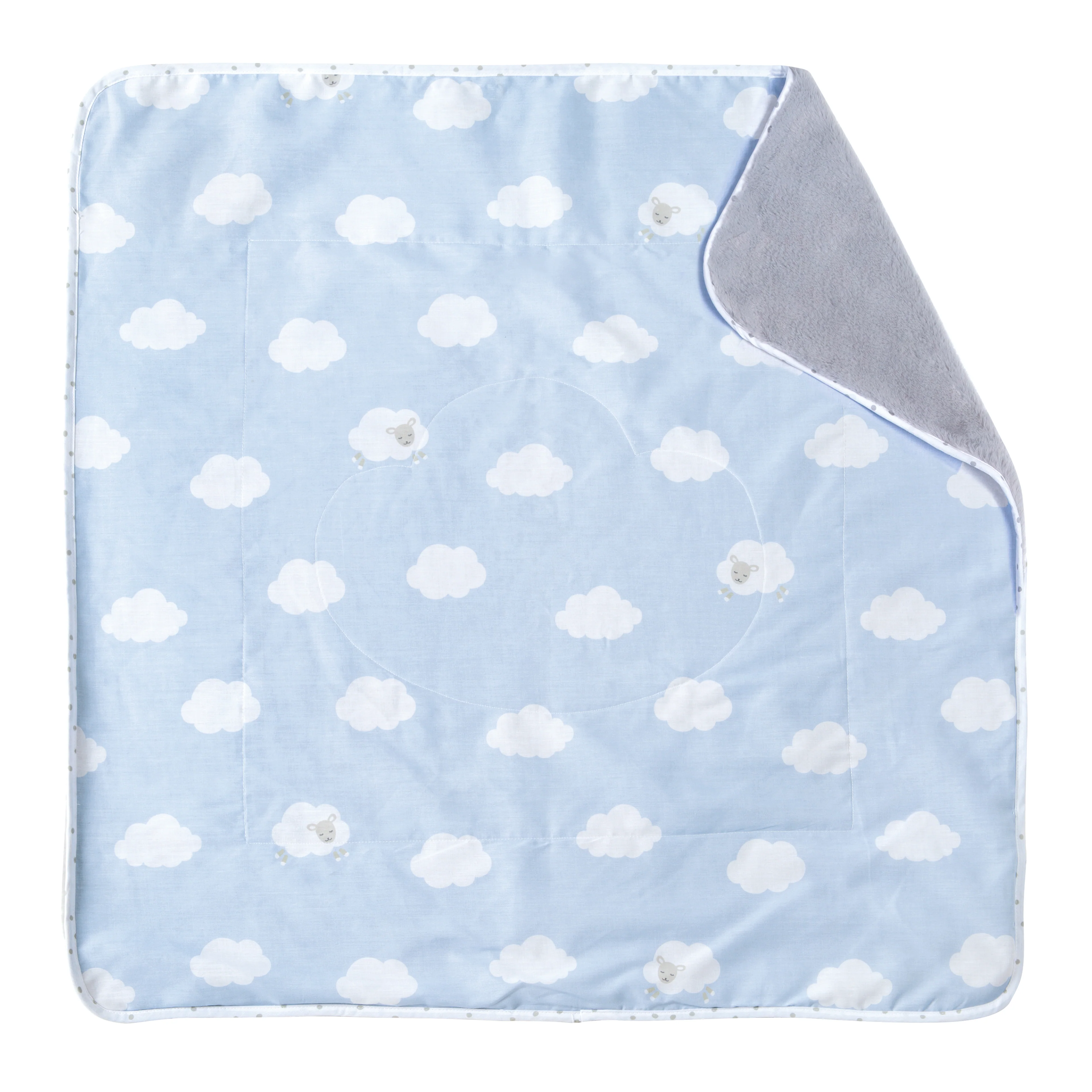 Babydecke 'Kleine Wolke blau', 2-seitig: 1x super weich, warm & flauschig, 1x 100 % Baumwolle - Image 5