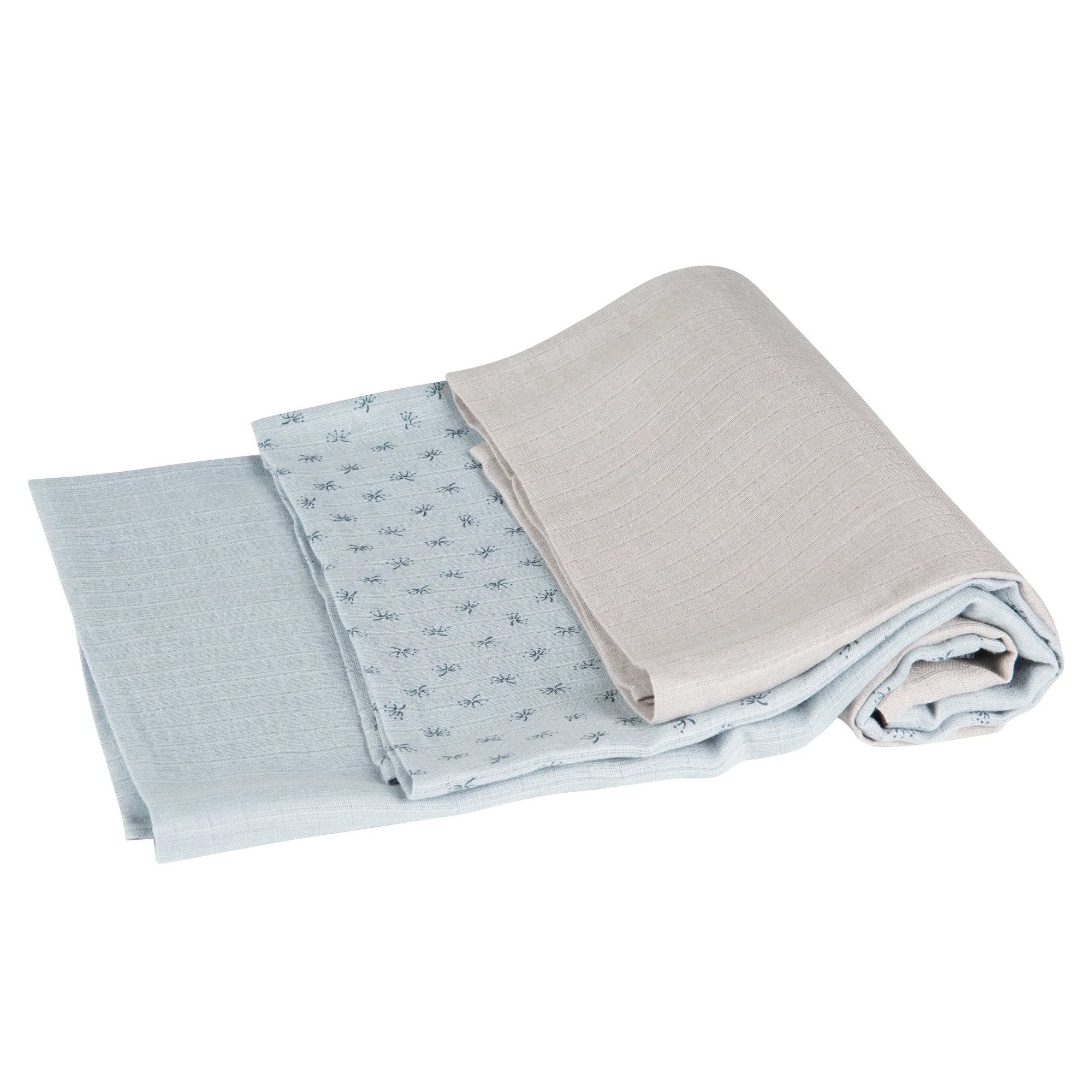 Organic 3er Windelset 'Lil Planet' hellblau/sky, Musselin-Stoff, Bio-Baumwolle, GOTS, 80 x 80 cm - Image 3