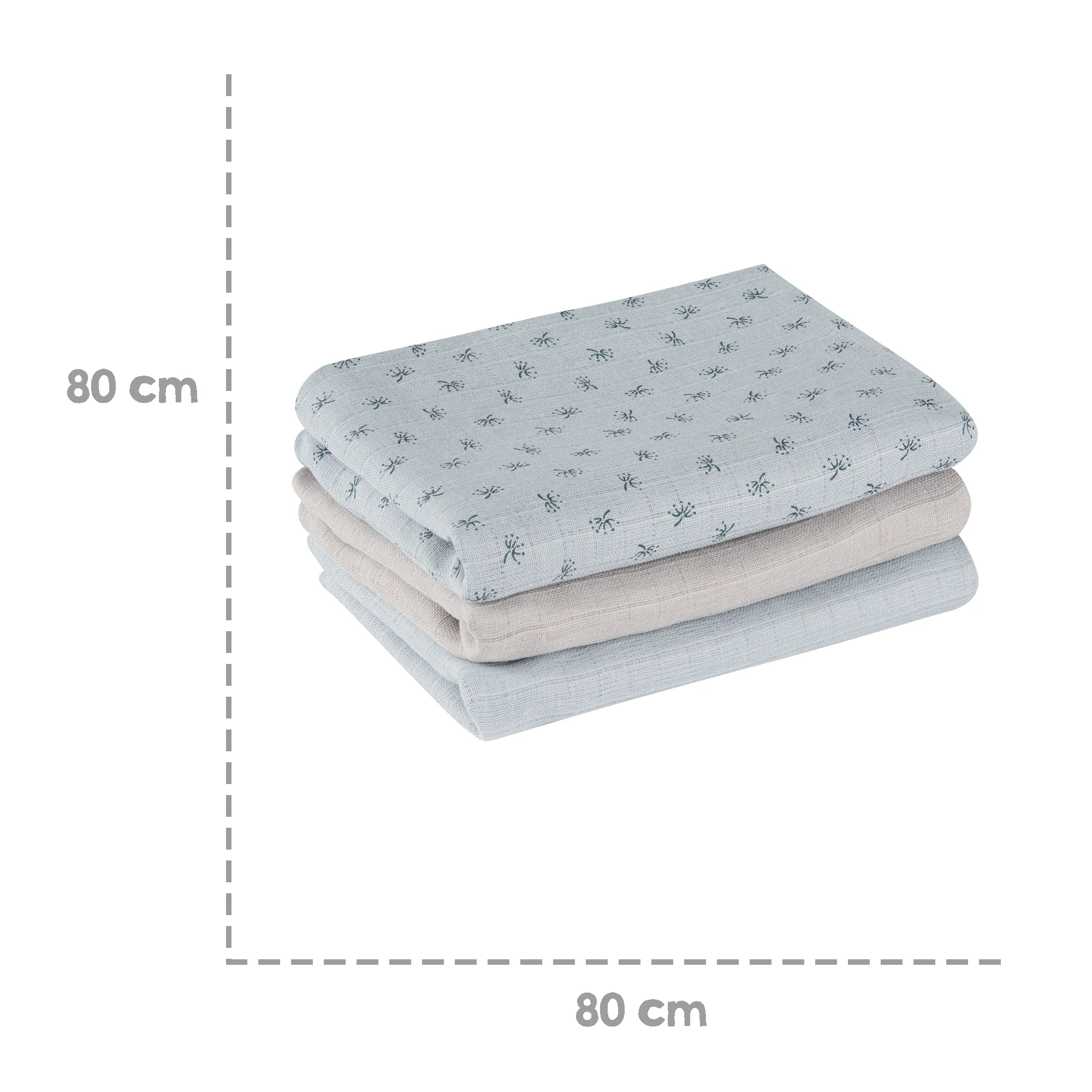 Organic 3er Windelset 'Lil Planet' hellblau/sky, Musselin-Stoff, Bio-Baumwolle, GOTS, 80 x 80 cm - Image 5