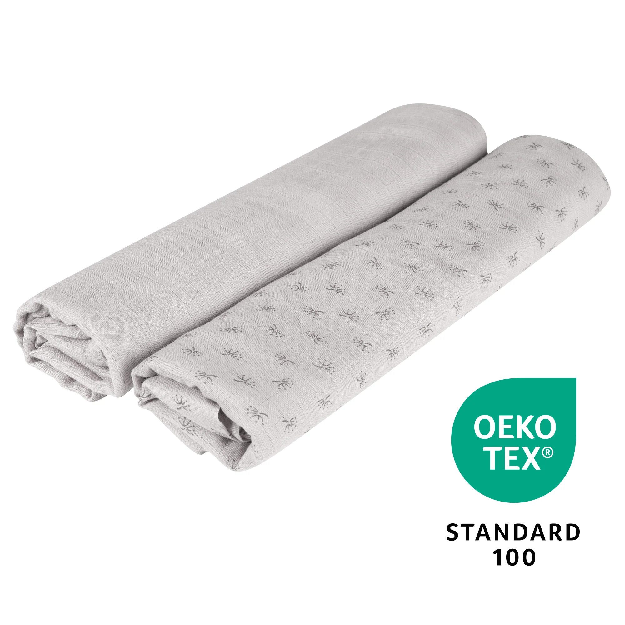 Organic 2er Set Puck- & Stilltuch 'Lil Planet' silbergrau, Bio-Baumwolle, GOTS, 120 x 120 cm - Image 9