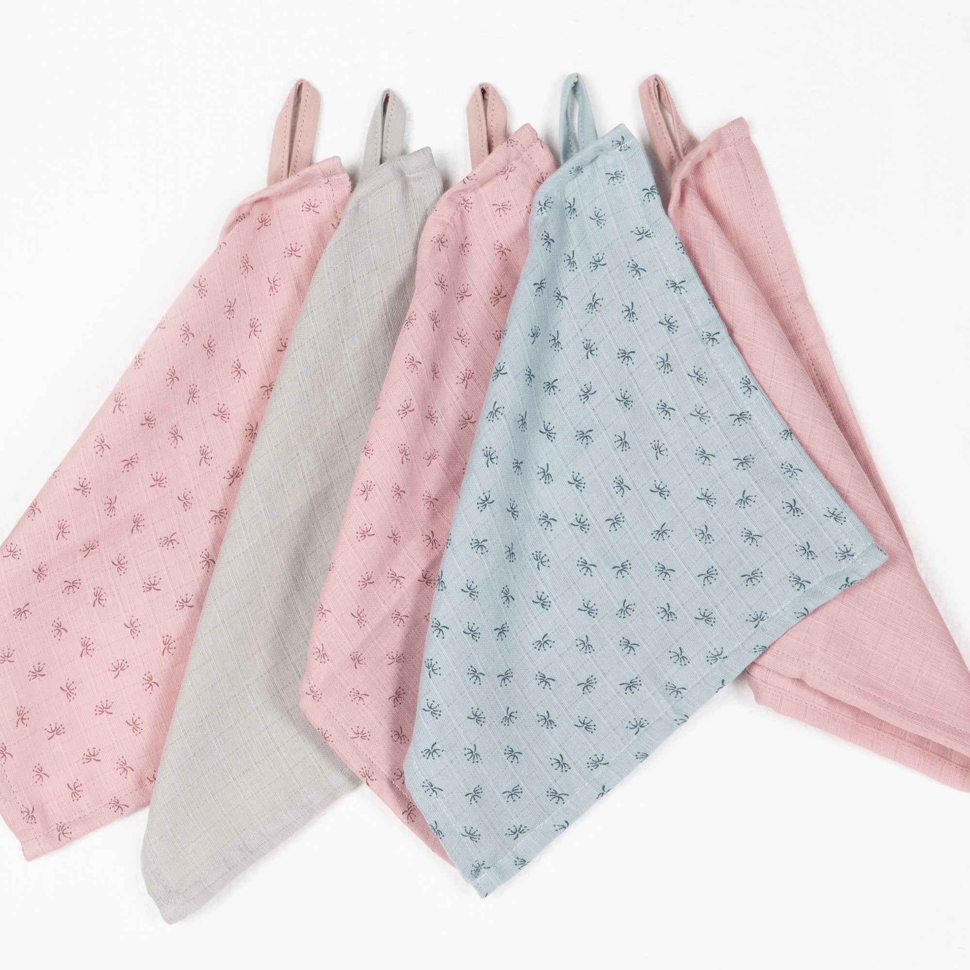 Organic 5er Set Waschlappen 'Lil Planet' rosa / mauve, Musselin, Bio-Baumwolle, GOTS, 25x25cm - Image 4