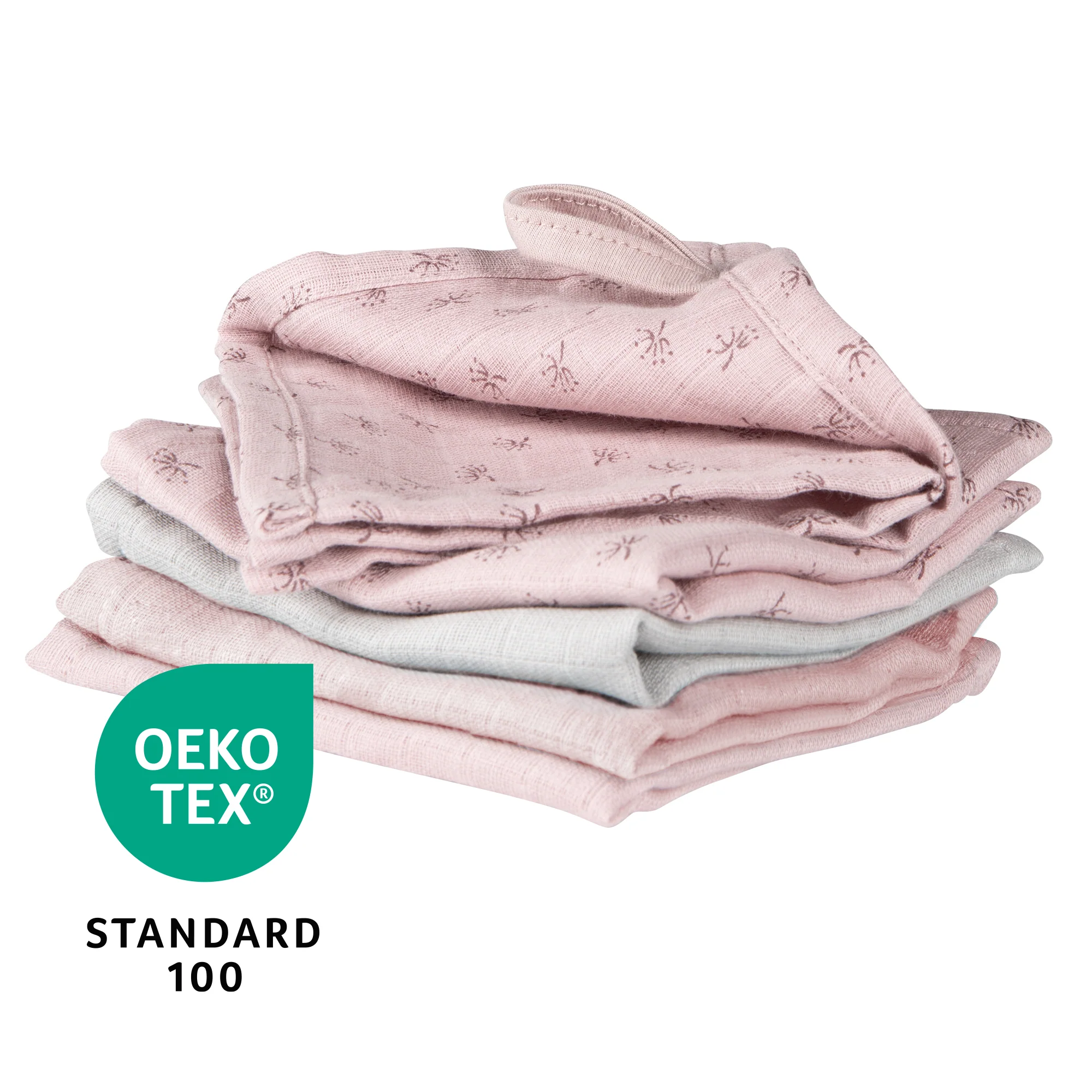 Organic 5er Set Waschlappen 'Lil Planet' rosa / mauve, Musselin, Bio-Baumwolle, GOTS, 25x25cm - Image 7