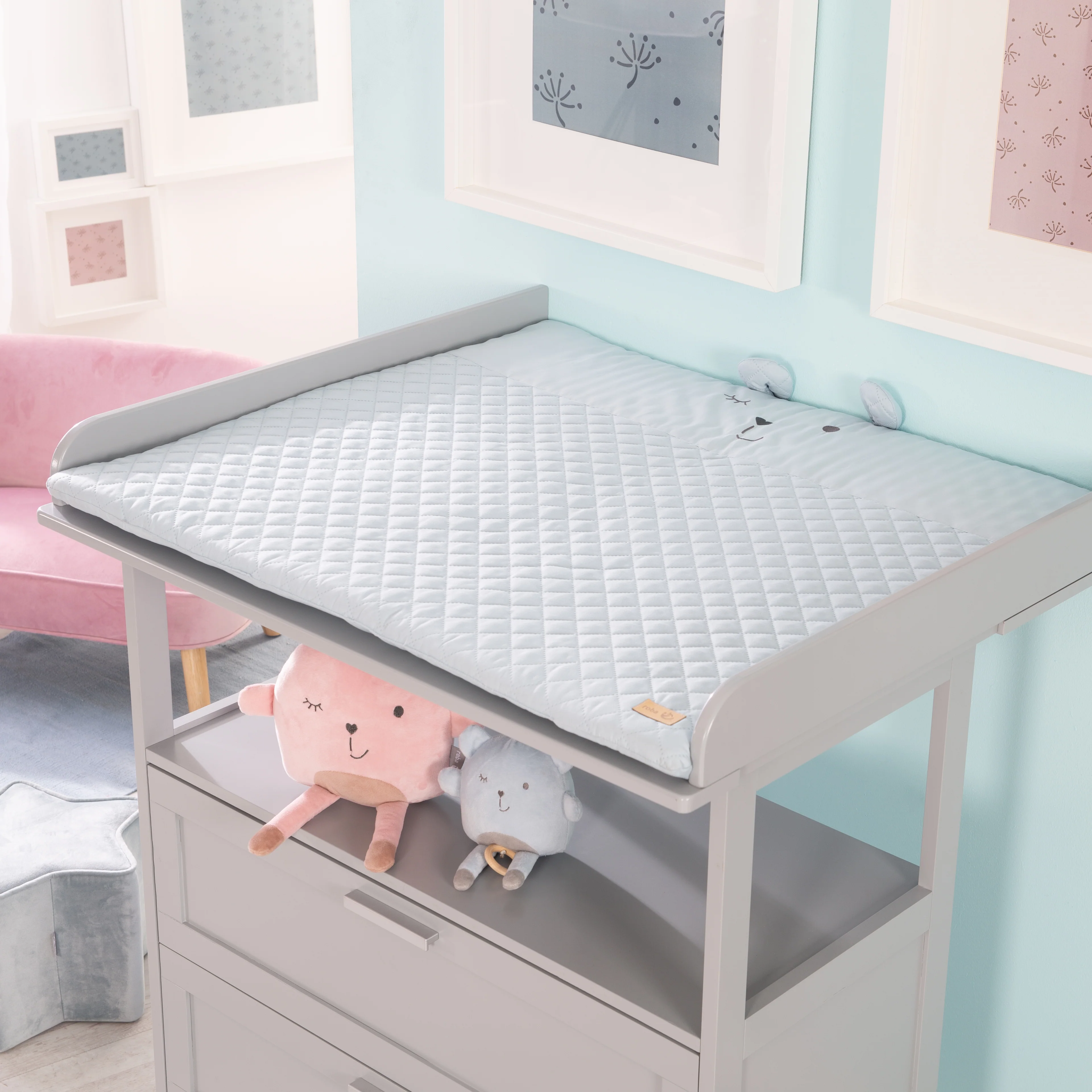 Krabbeldecke 'roba Style', 85 x 75 cm, Spielbogen mit 5 Elementen 'Benny', Wickelauflage - Image 3