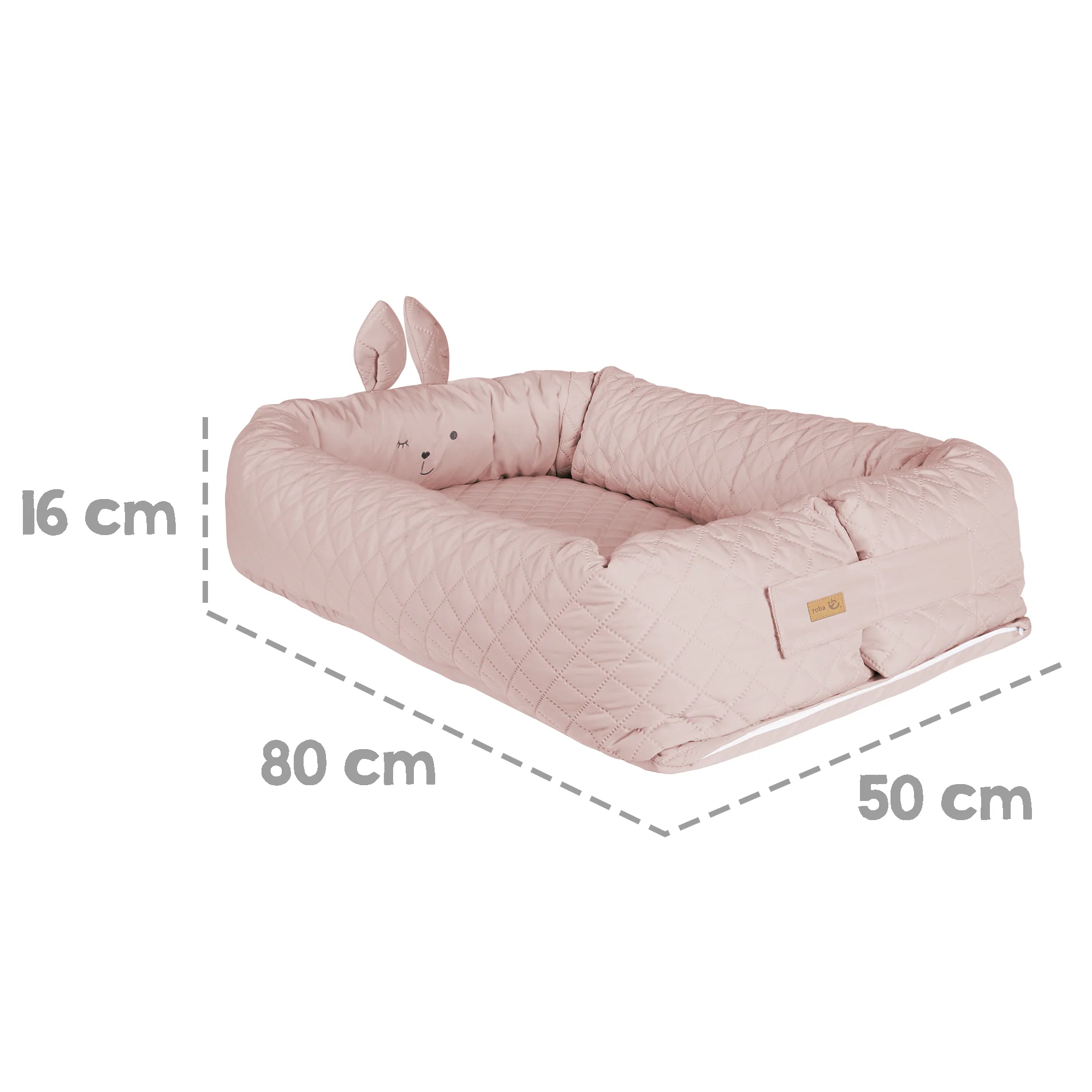 Babylounge 'roba Style' - Kuschelnest mit Häschen-Gesicht 'Lily' - Reisebett & Wickelauflage - Rosa - Image 4