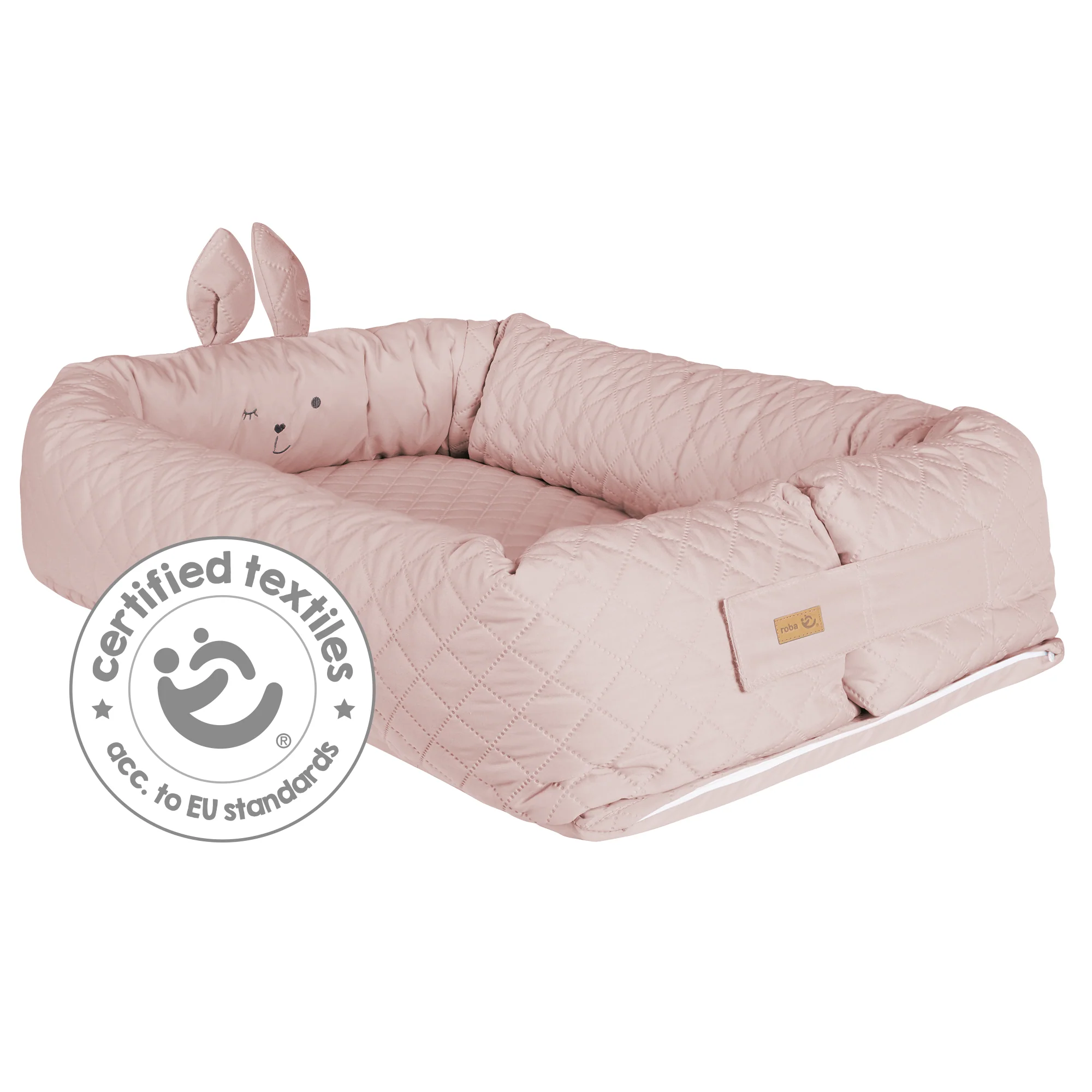 Babylounge 'roba Style' - Kuschelnest mit Häschen-Gesicht 'Lily' - Reisebett & Wickelauflage - Rosa - Image 6