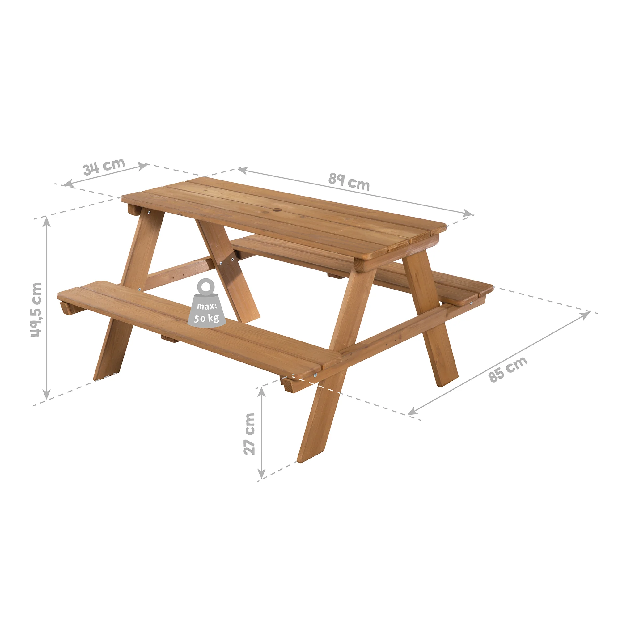 Kindersitzgruppe 'Outdoor+', wetterfeste Sitzgarnitur 'Picknick for 4', Massivholz, Teak-Optik - Image 4